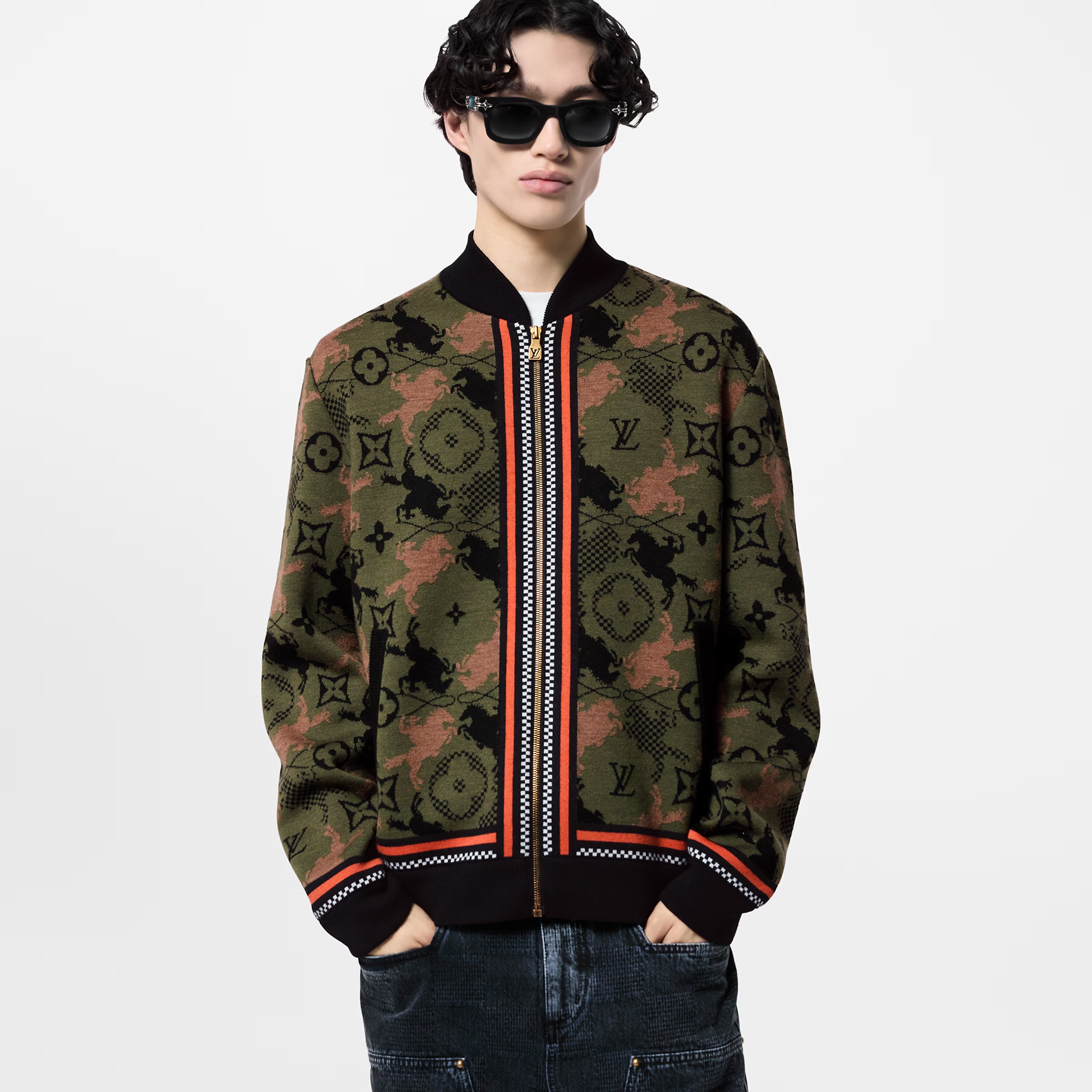 NIGO Louis Vuitton Men's Spring Autumn Solid Color Jacquard Pattern Sheep Wool Pilot Knit Long Sleeve Coat Jacket #nigo71534