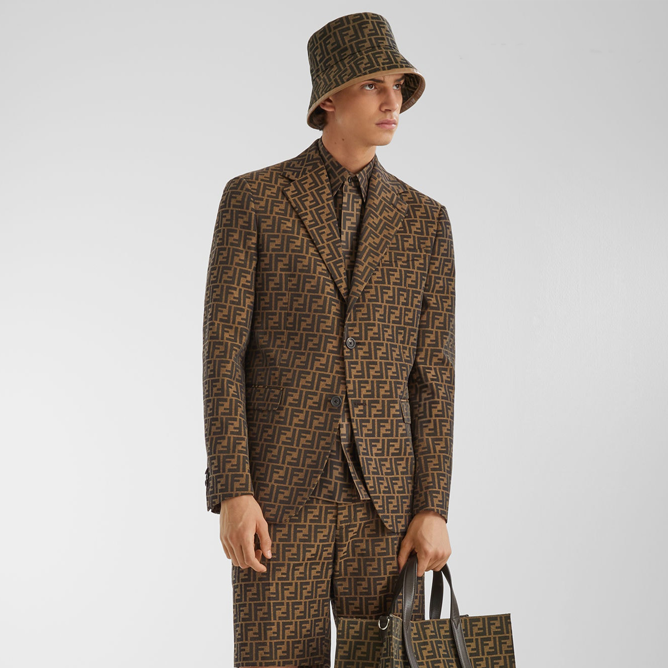 NIGO Fendi Men's Fall And Winter F Full Print Casual Suit Jacquard Lapel Single-breasted Jacket Straight Suit Pants Set #nigo71558
