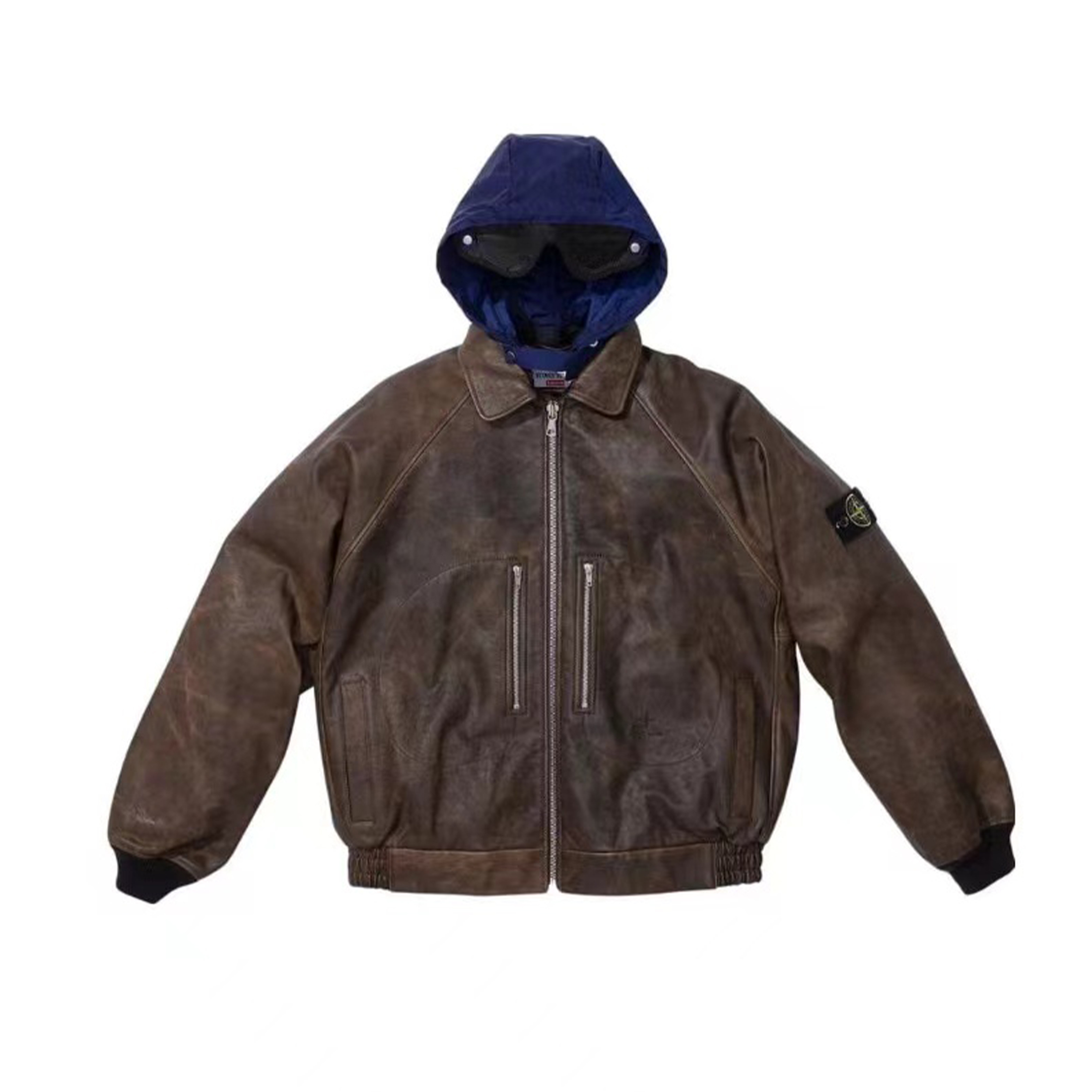NIGO Stone Island X Supreme Men's Spring and Fall Zipper Hooded Aviator Jacket Coat #nigo98752