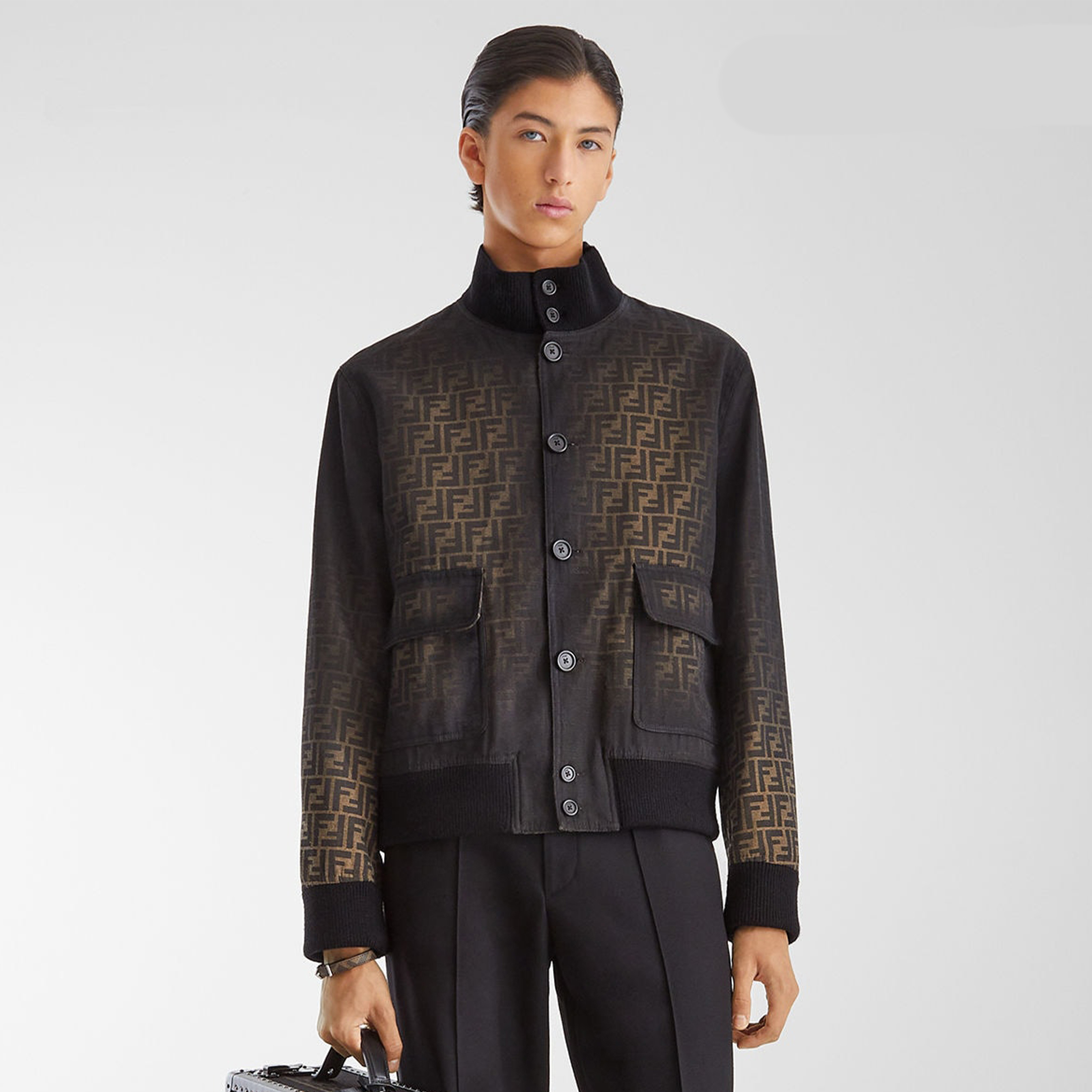 NIGO Fendi Men's Tight Jacket Canvas Ff Eclissi Jacket Vintage Gradient Aged Fashion Casual Jacket #nigo71554