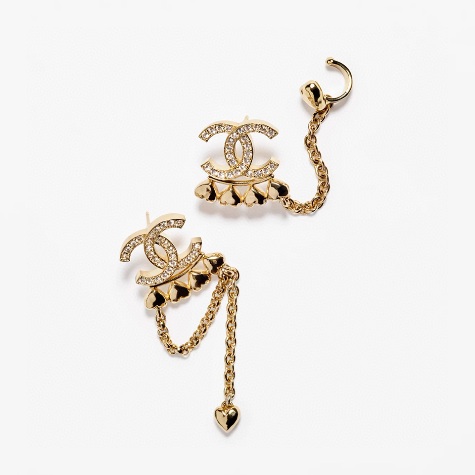 NIGO Chanel Women's Solid Color Logo Fashion Earrings Double C Star Pendant Metal Crystal Earrings #nigo71527