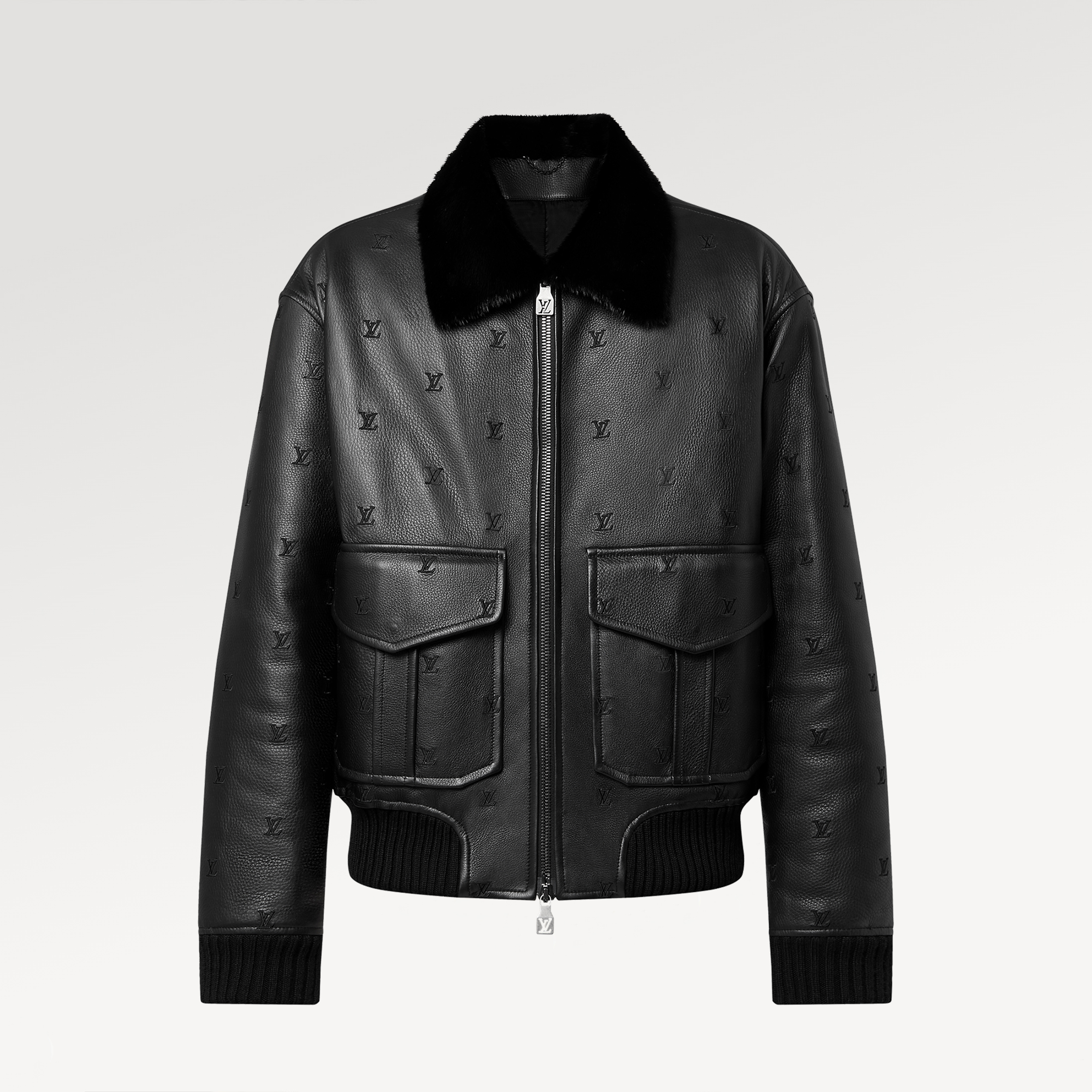 NIGO Louis Vuitton Men's Fall/winter Pilot Drawstring Jacket Solid Color Logo Jacquard Hair Collar Colorblocking Leather Jacket #nigo71553