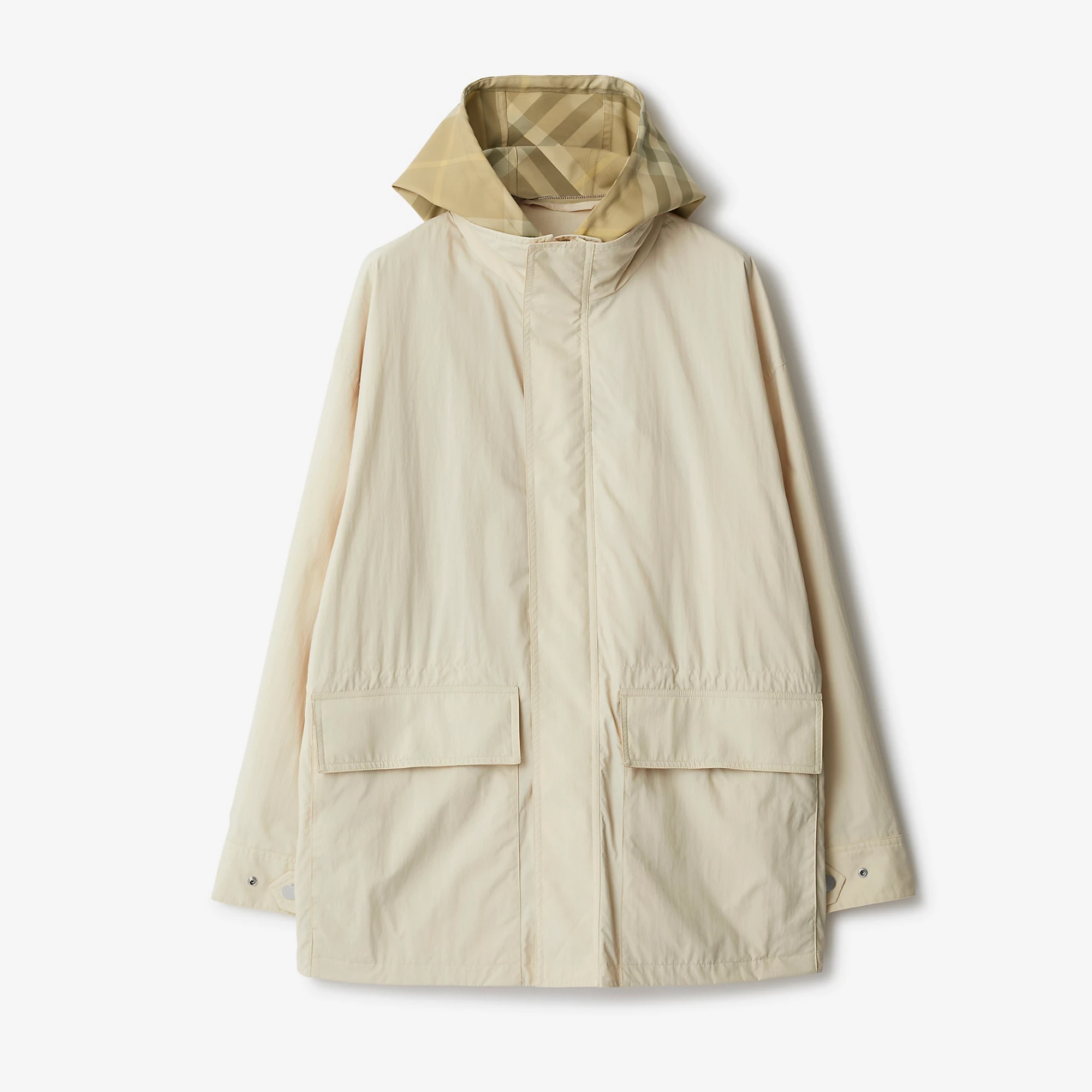 NIGO Burberry Women's Spring And Autumn Solid Color Check Hooded Nylon Long Sleeve Fitted Coat Jacket #nigo71545
