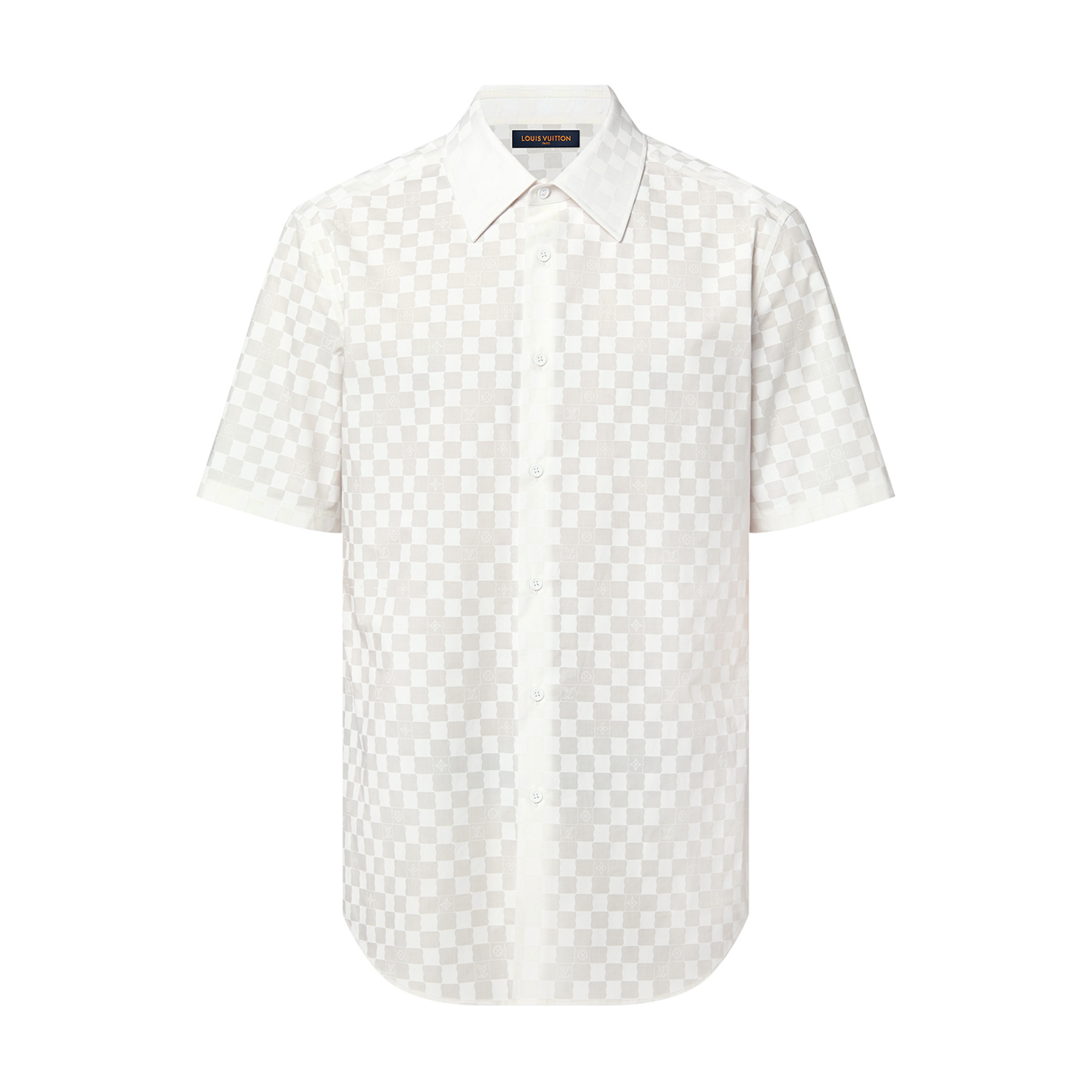 NIGO Louis Vuitton Men's Summer White Check Printed Lapel Single Breasted Short Sleeve Shirt #nigo99199