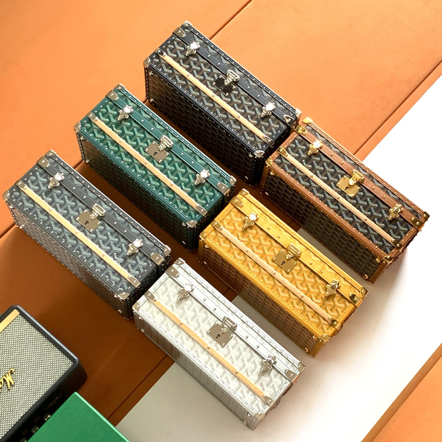 NIGO GOYARD Vintage Old Flower Canvas Patchwork Cowhide 352 Series Hard Case Casual Solid Color Storage Boxes #nigo71539