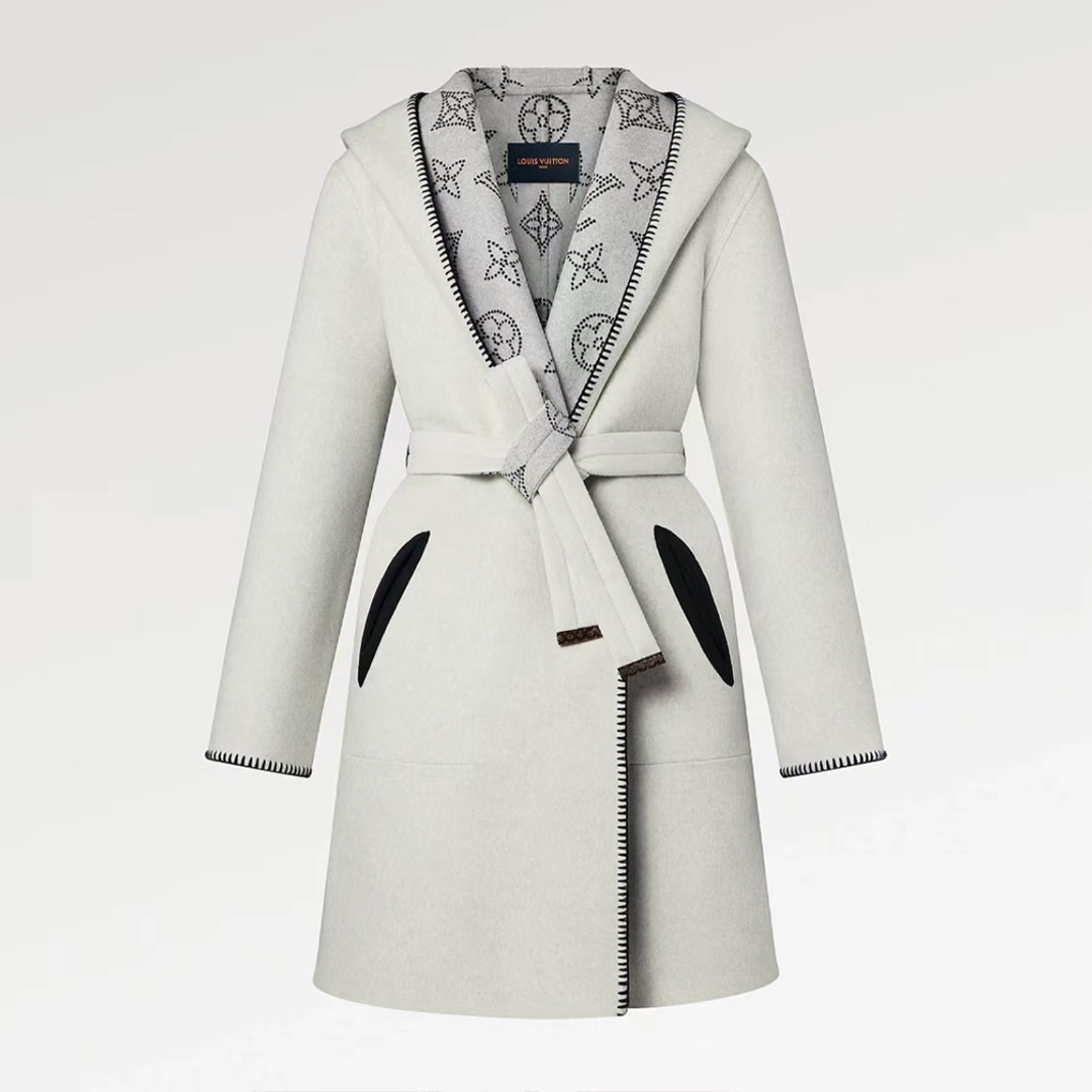 NIGO Louis Vuitton Women's Autumn Solid Color Wool Reversible Wrapped Long Sleeve Lace-Up Straight Coat Jacket #nigo71541