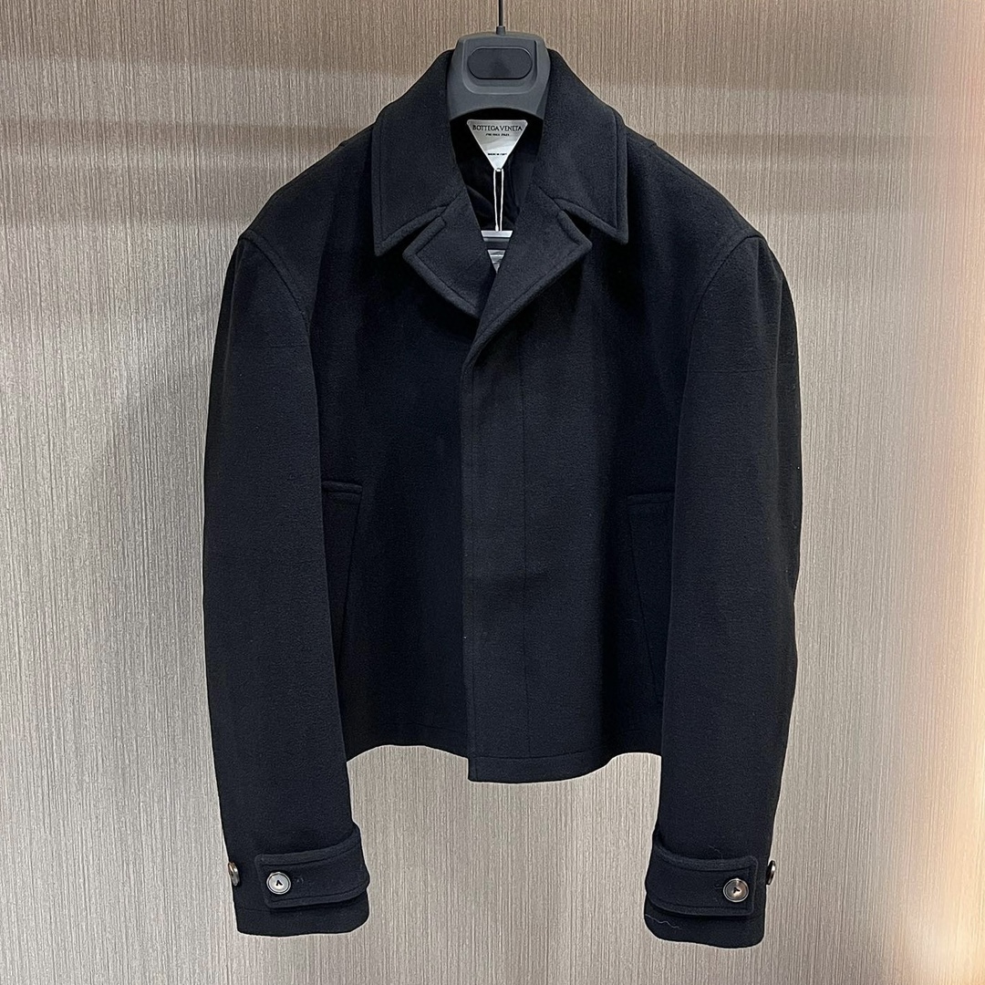 NIGO Bottega Veneta Men's Spring And Fall Solid Color Lapel Single-breasted Wool Jacket Black Suit Silhouette Fashion Casual Tweed Jacket #nigo71565