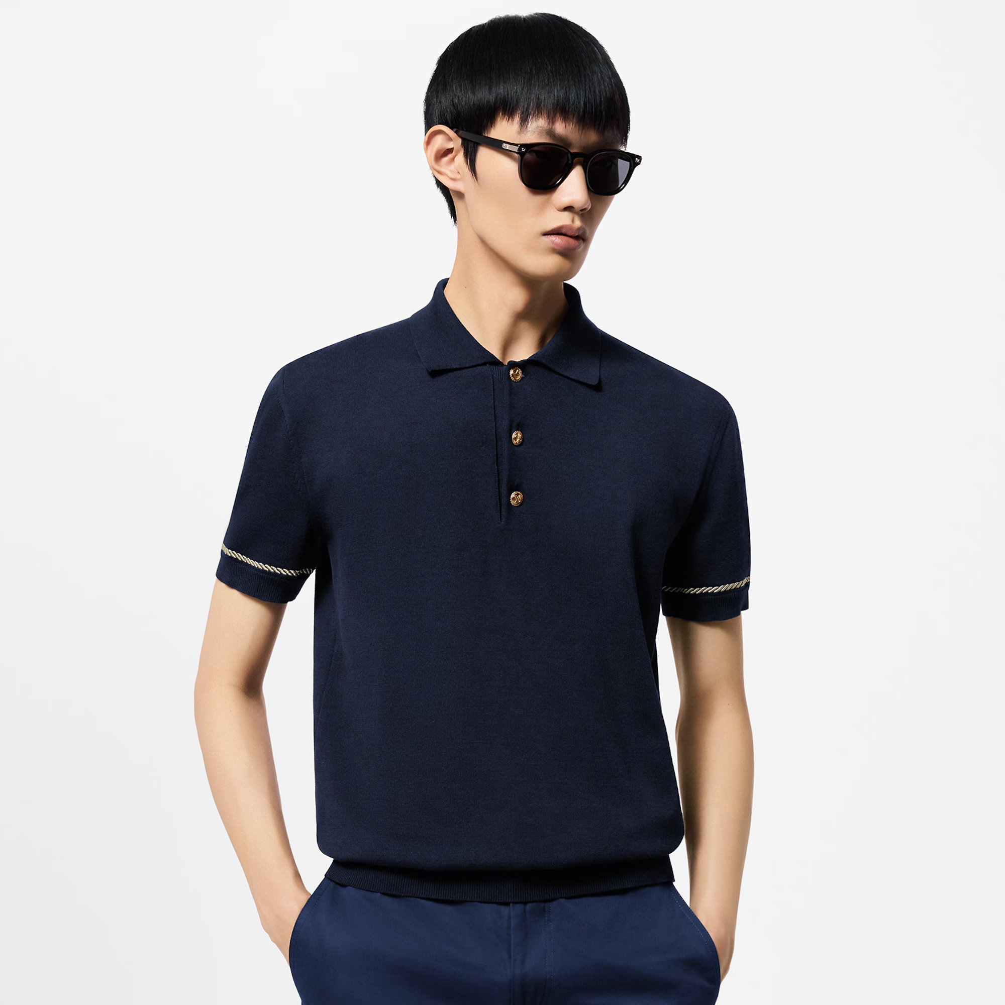 NIGO Louis Vuitton Men's Summer Short Sleeve Polo Shirt Navy Stripe Pattern T-Shirt #nigo72891