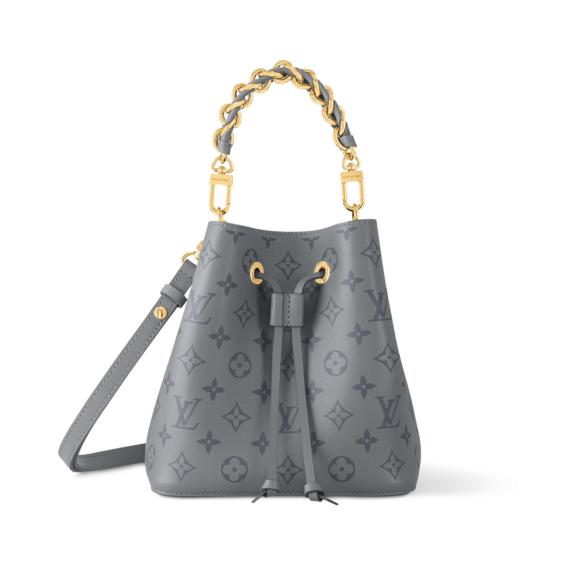 NIGO Louis Vuitton Women's Gray Letter Drawstring Closure Calfskin Shoulder Crossbody Handbag Bag Bags #nigo72882