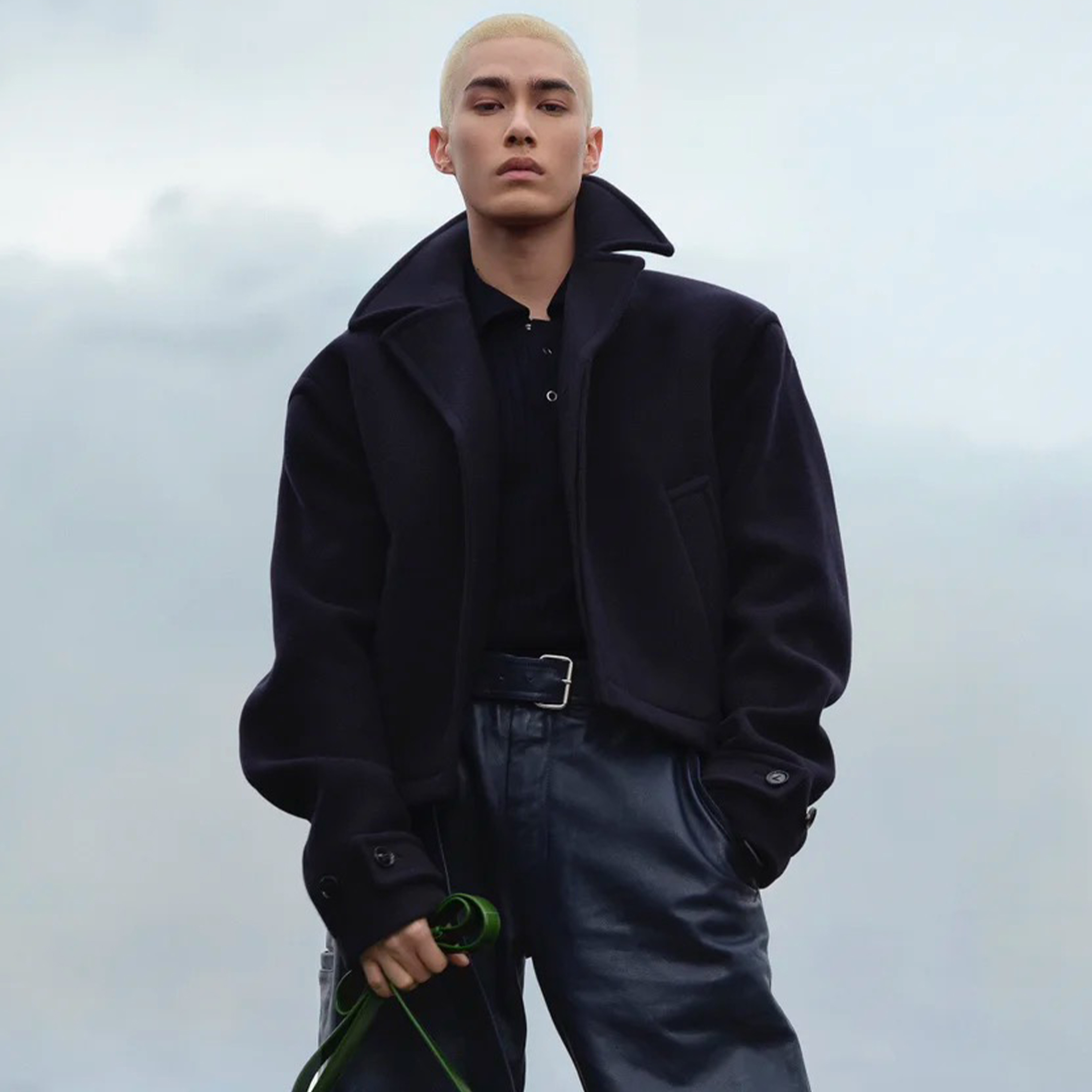 NIGO Bottega Veneta Men's Spring And Fall Solid Color Lapel Single-breasted Wool Jacket Black Suit Silhouette Fashion Casual Tweed Jacket #nigo71565