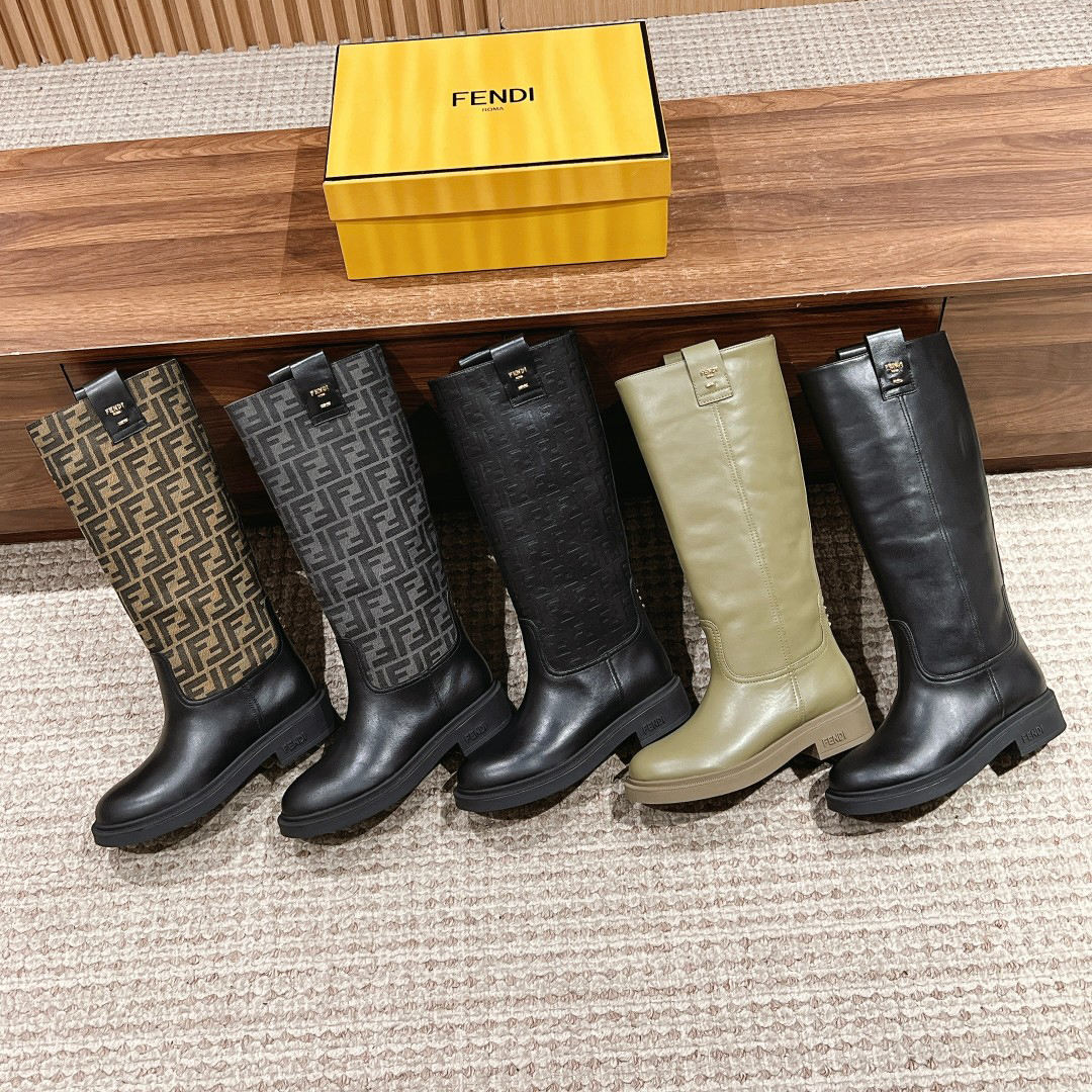 NIGO Fendi Women's Fall and Winter Leather Printed Comfortable Thigh High Boots Shoes #nigo72914