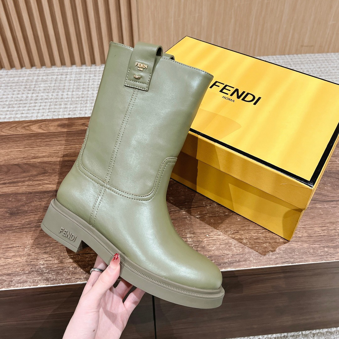 NIGO Fendi Women's Fall and Winter Leather Printed Comfortable Low Boots Shoes #nigo72913