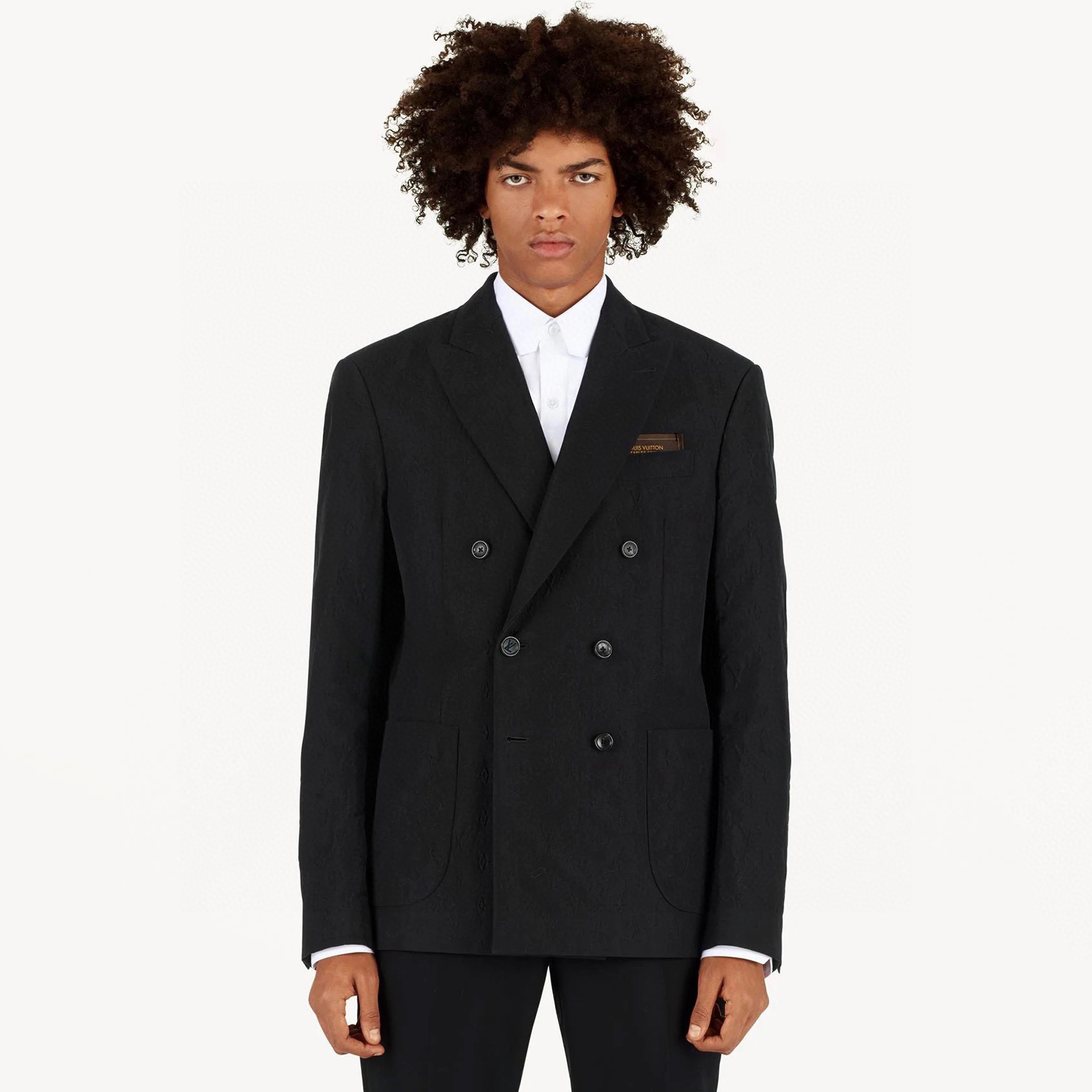 NIGO Louis Vuitton Men's Spring And Fall Solid Color Letters Dark Print Double Breasted Long Sleeved Suit Jacket Pants Suit Set #nigo72912