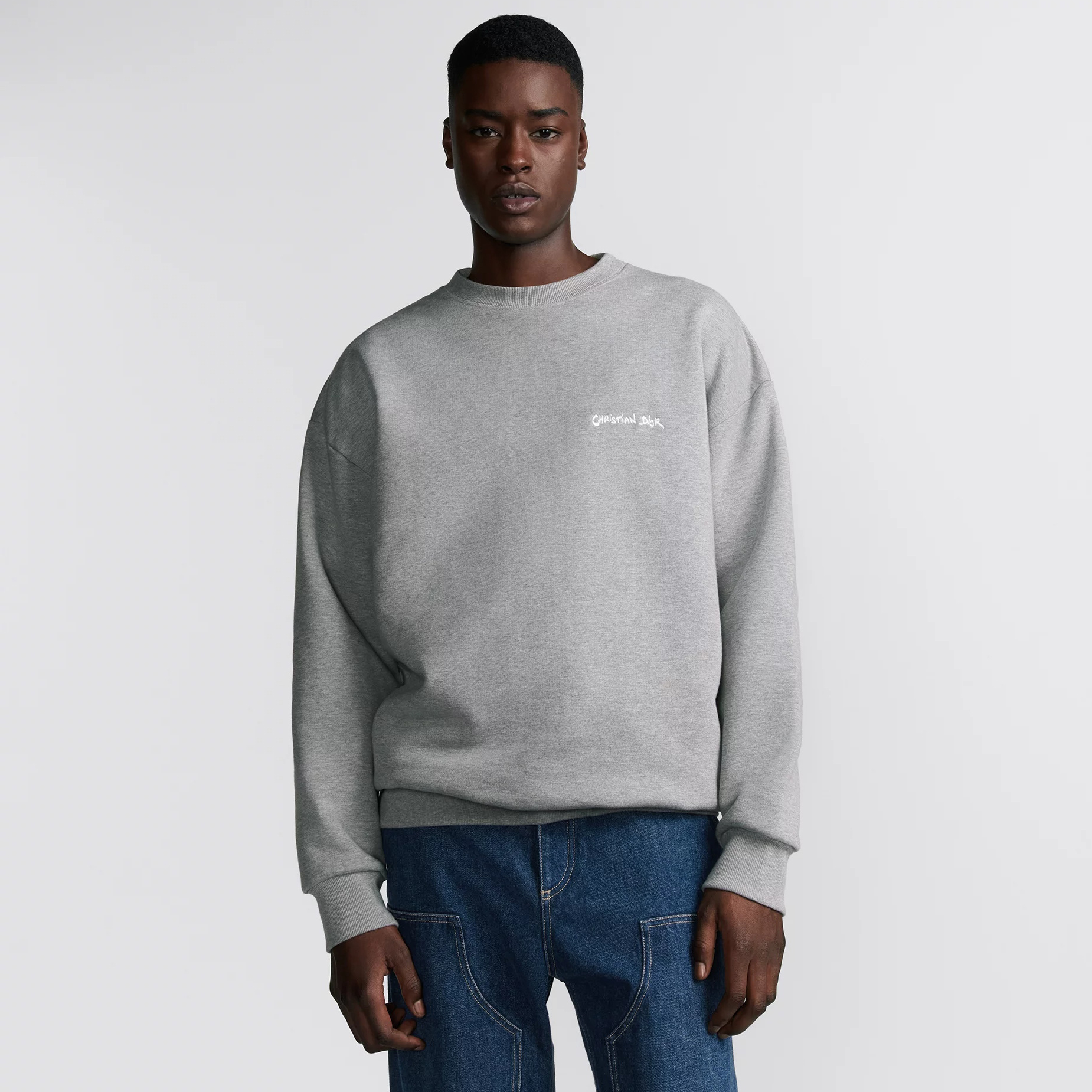 NIGO Dior Men's Spring and Autumn Gray Embroidered Letter Logo Round Neck Cotton Long Sleeve Sweatshirt Pullover #nigo72898