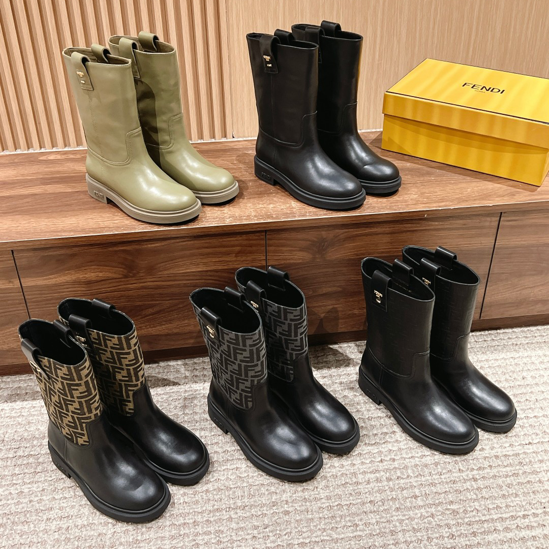 NIGO Fendi Women's Fall and Winter Leather Printed Comfortable Low Boots Shoes #nigo72913