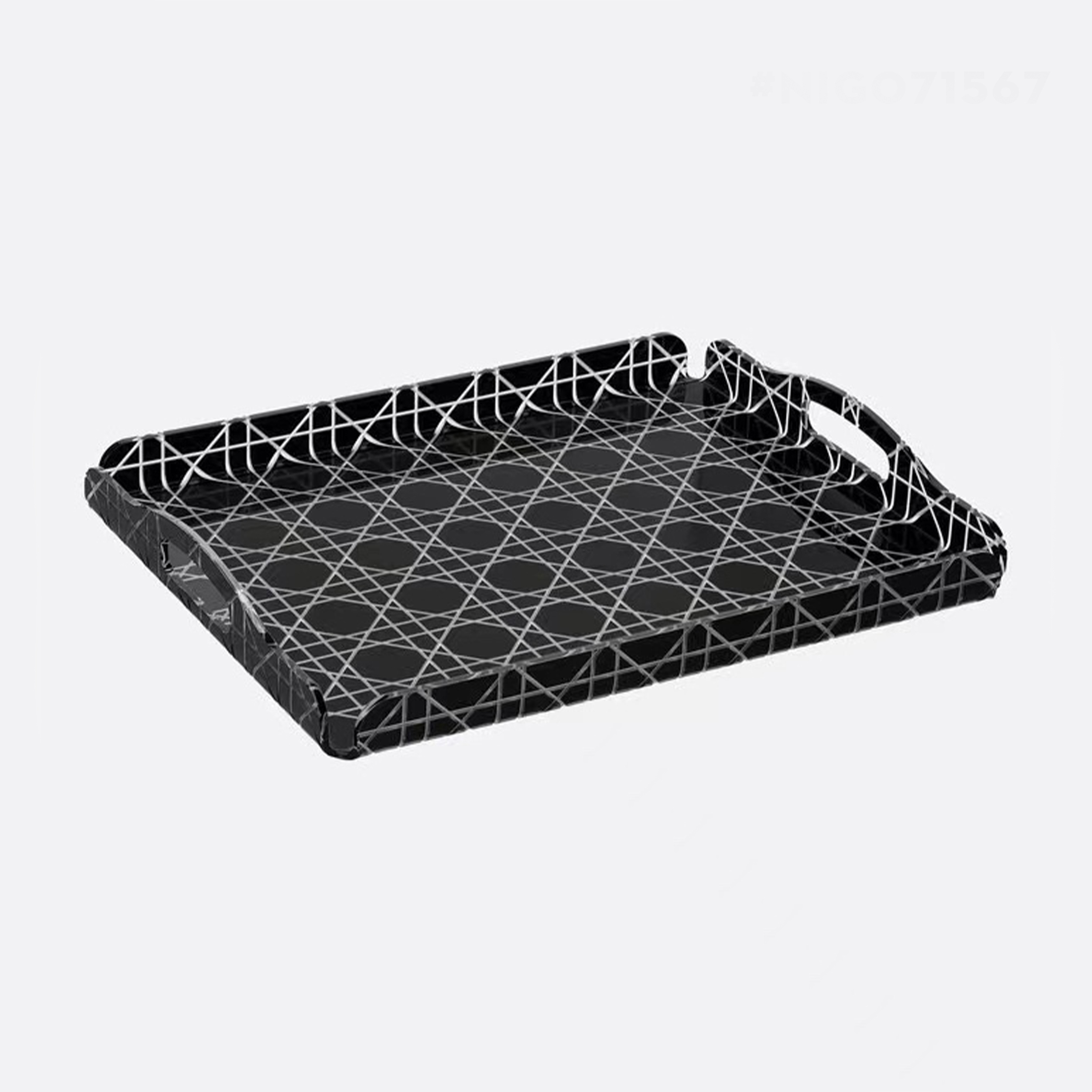 NIGO Dior Rattan Grid Acrylic Resin Tray Storage Sundries Classic Black Transparent Color Shelves Cup Holder Home Use Accessories #nigo71567