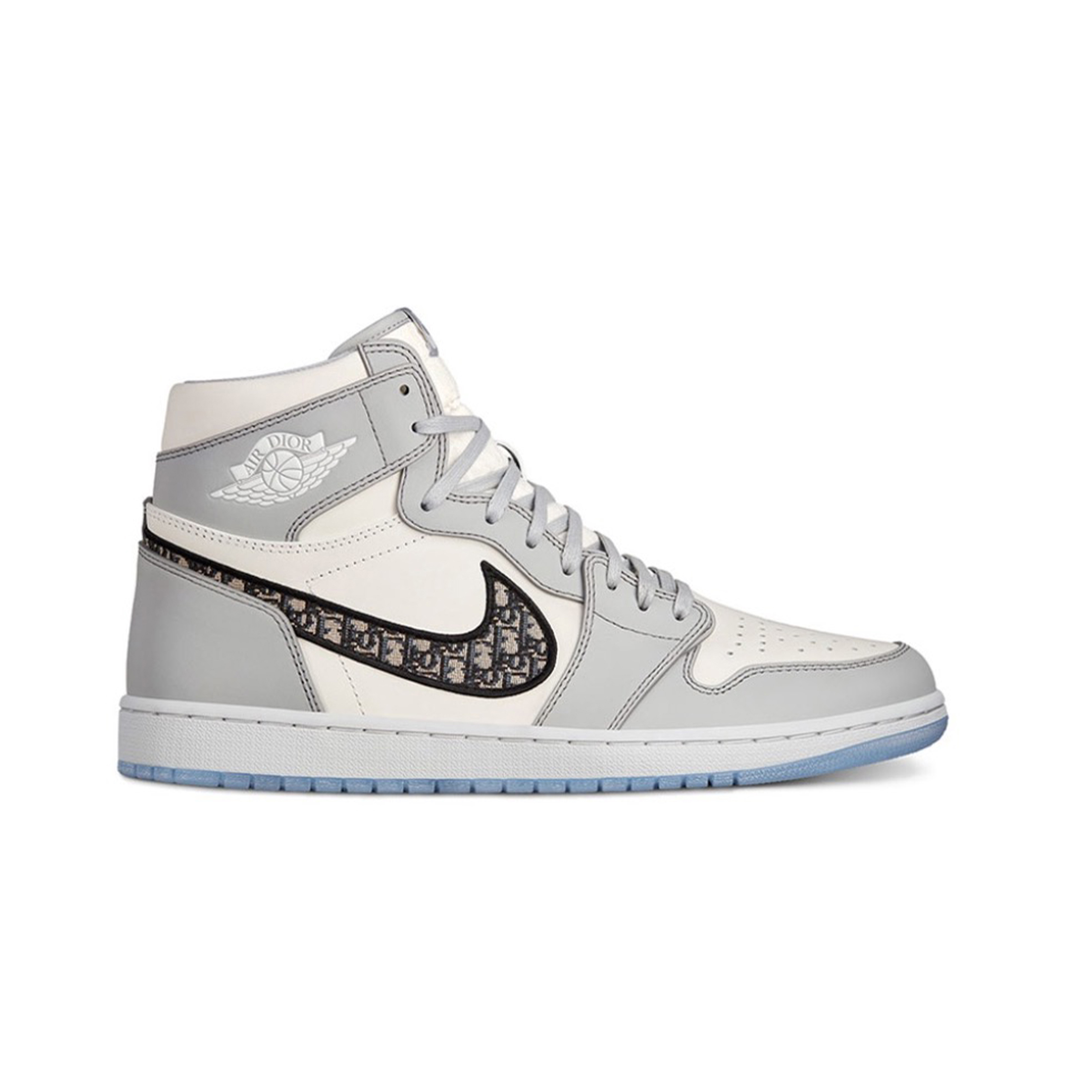 NIGO DIOR x Jordan Air Jordan 1 High Og Leather Sneakers Men's and Women's Celebrity Same Shock Absorption Anti-skid Wear-resistant High-top Retro Basketball Shoes White Gray #nigo71566