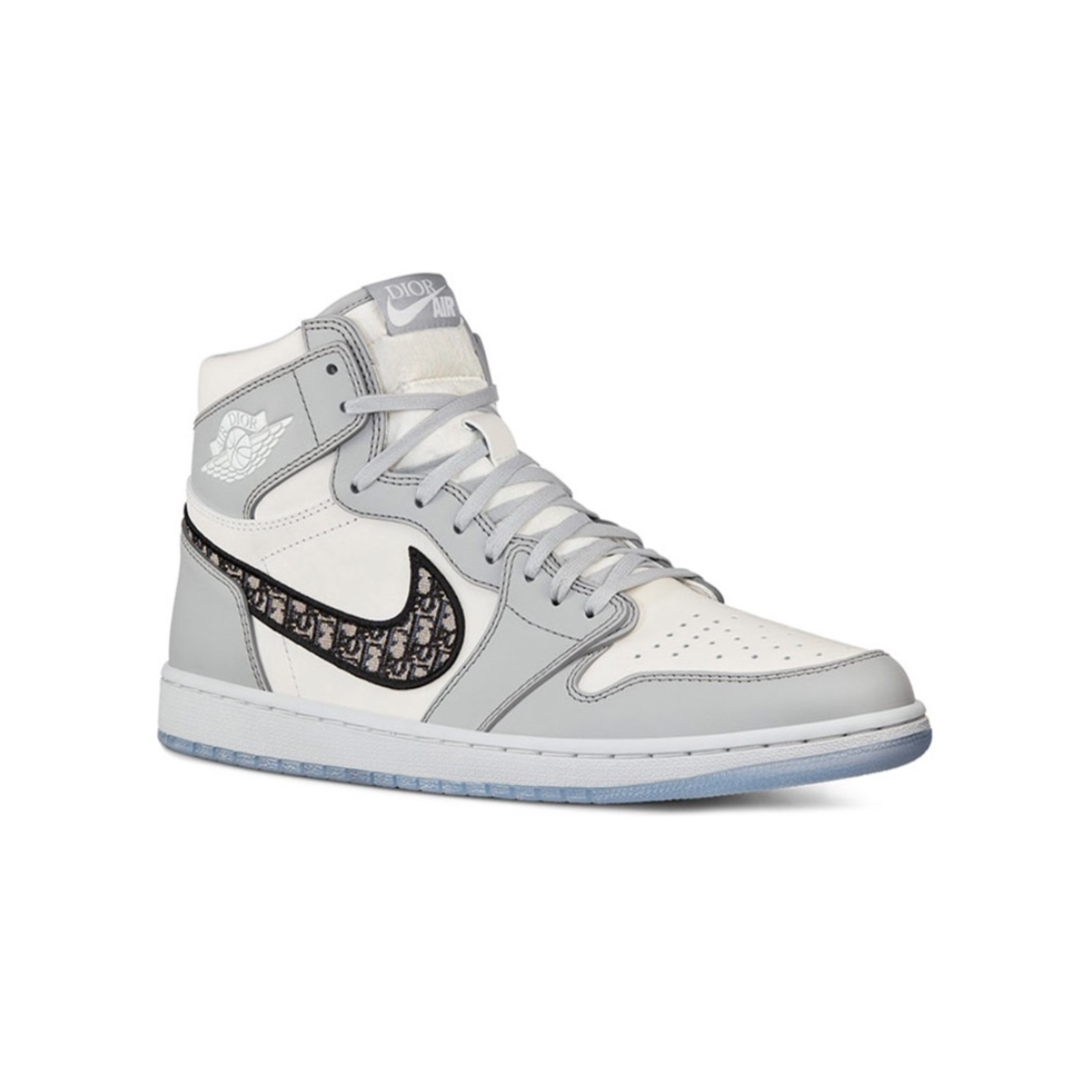 NIGO DIOR x Jordan Air Jordan 1 High Og Leather Sneakers Men's and Women's Celebrity Same Shock Absorption Anti-skid Wear-resistant High-top Retro Basketball Shoes White Gray #nigo71566