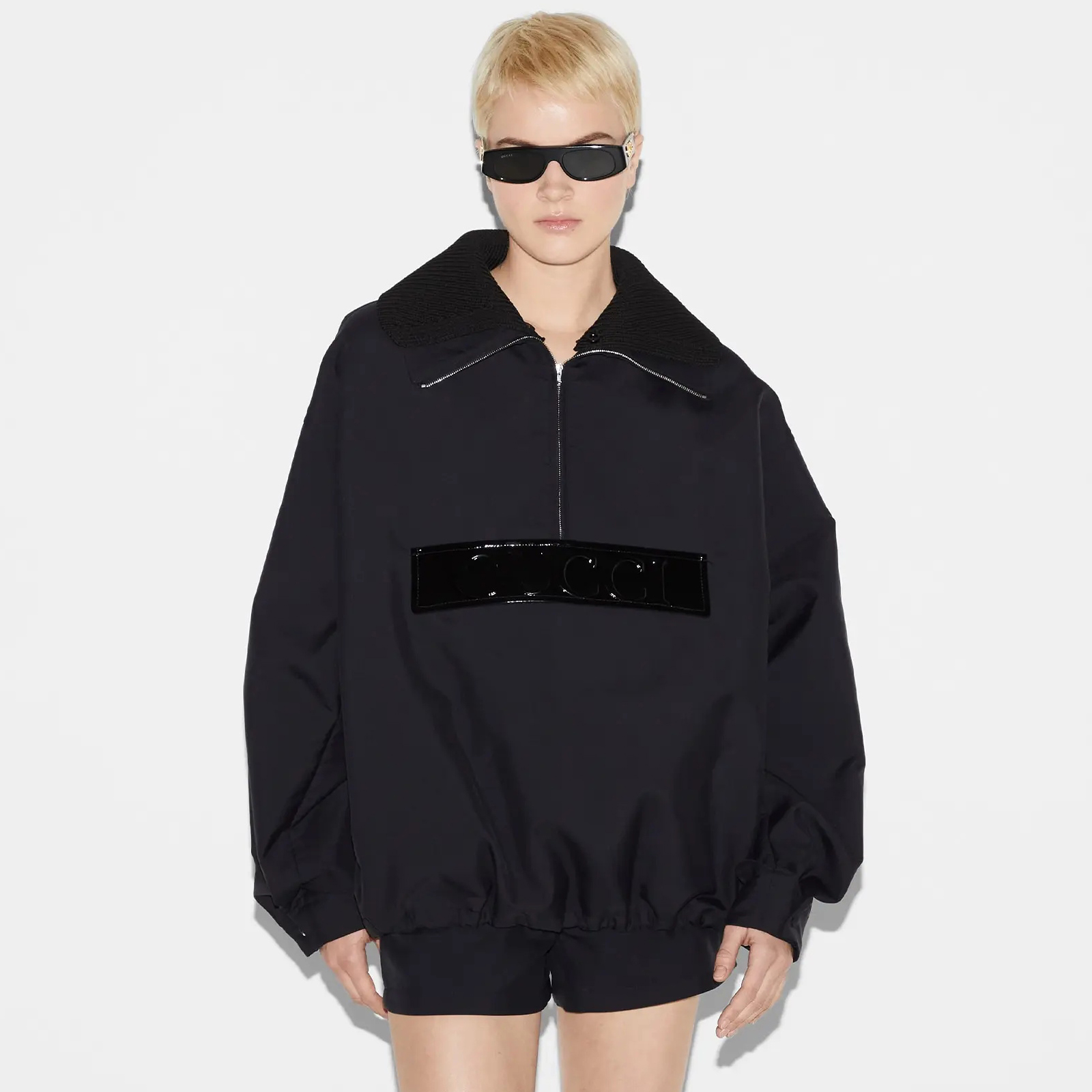 NIGO Gucci Women's Spring/Summer Solid Color Letter Logo Lapel Drop Shoulder Long Sleeve Half Zip Sweatshirt Jacket #nigo72915