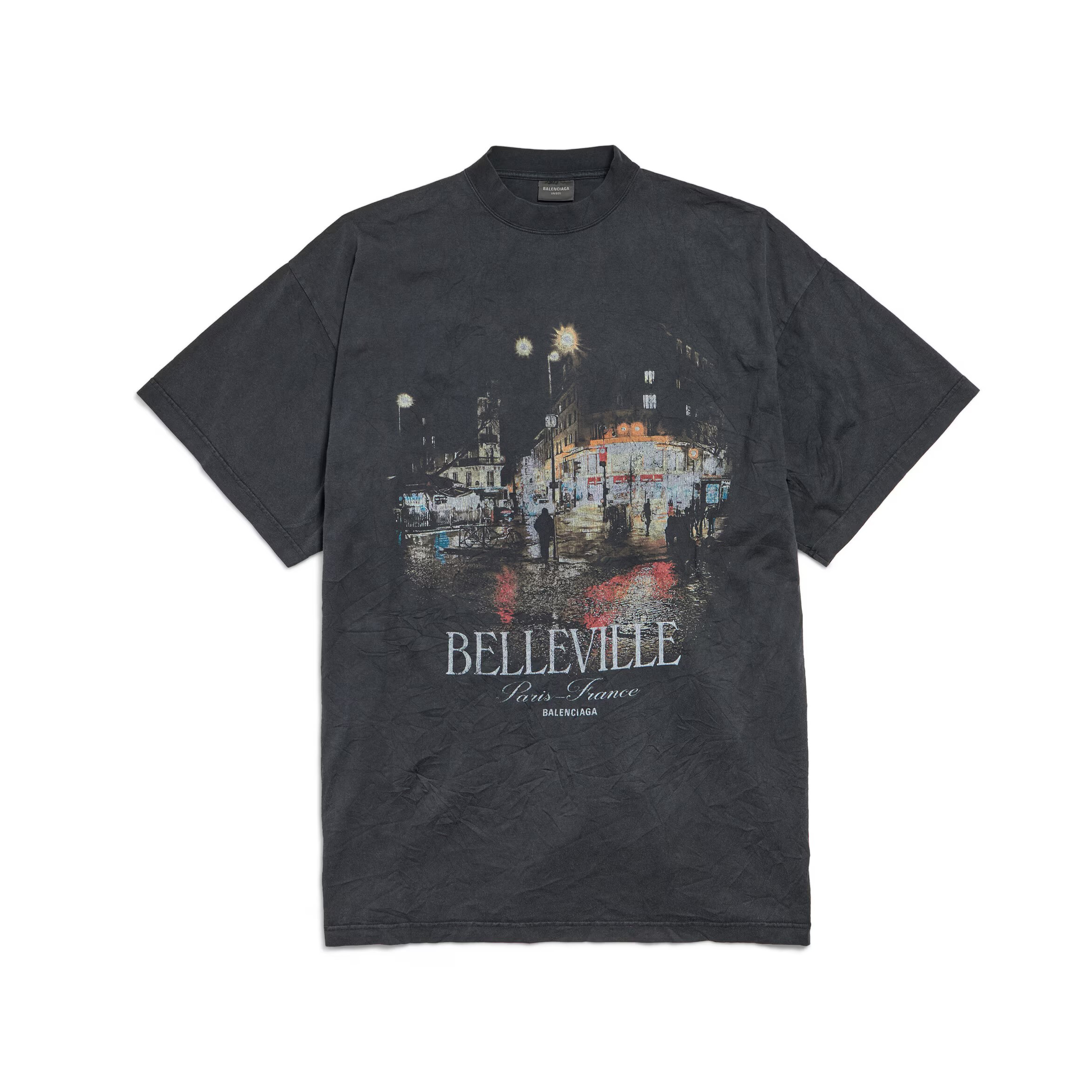 NIGO Balenciaga Men's Women's Summer Monogram Round Neck Short Sleeve Loose Straight Black Cotton BELLEVILLE T-Shirt Ngvp #nigo9213