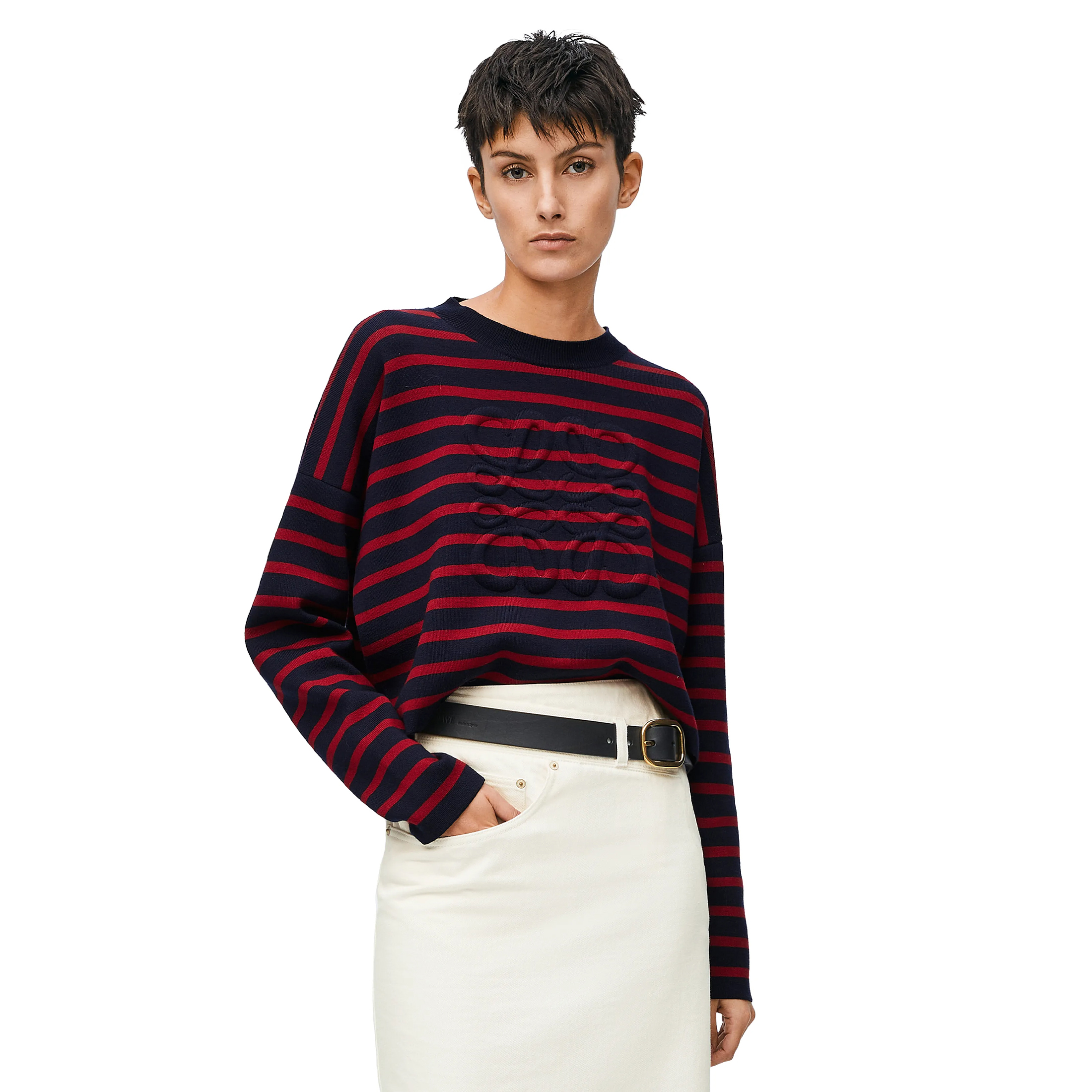 NIGO Women's Autumn and Winter Wool Anagram Sweater Striped Colorblocking Knitted Fashion Classic Logo Hundred Casual Knit Sweater Pullover Sweater #nigo71576