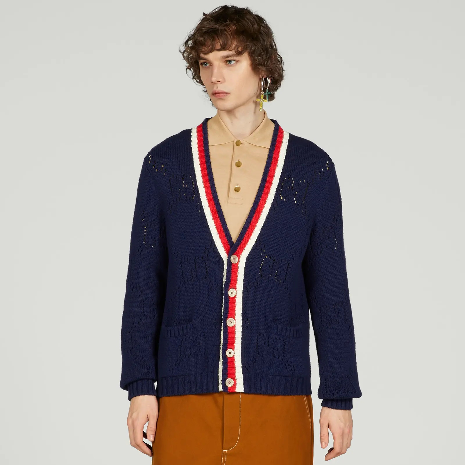 NIGO Gucci Men's Spring and Autumn Striped Printed Single Breasted Knitted Long Sleeve Sweater Jacket #nigo72921