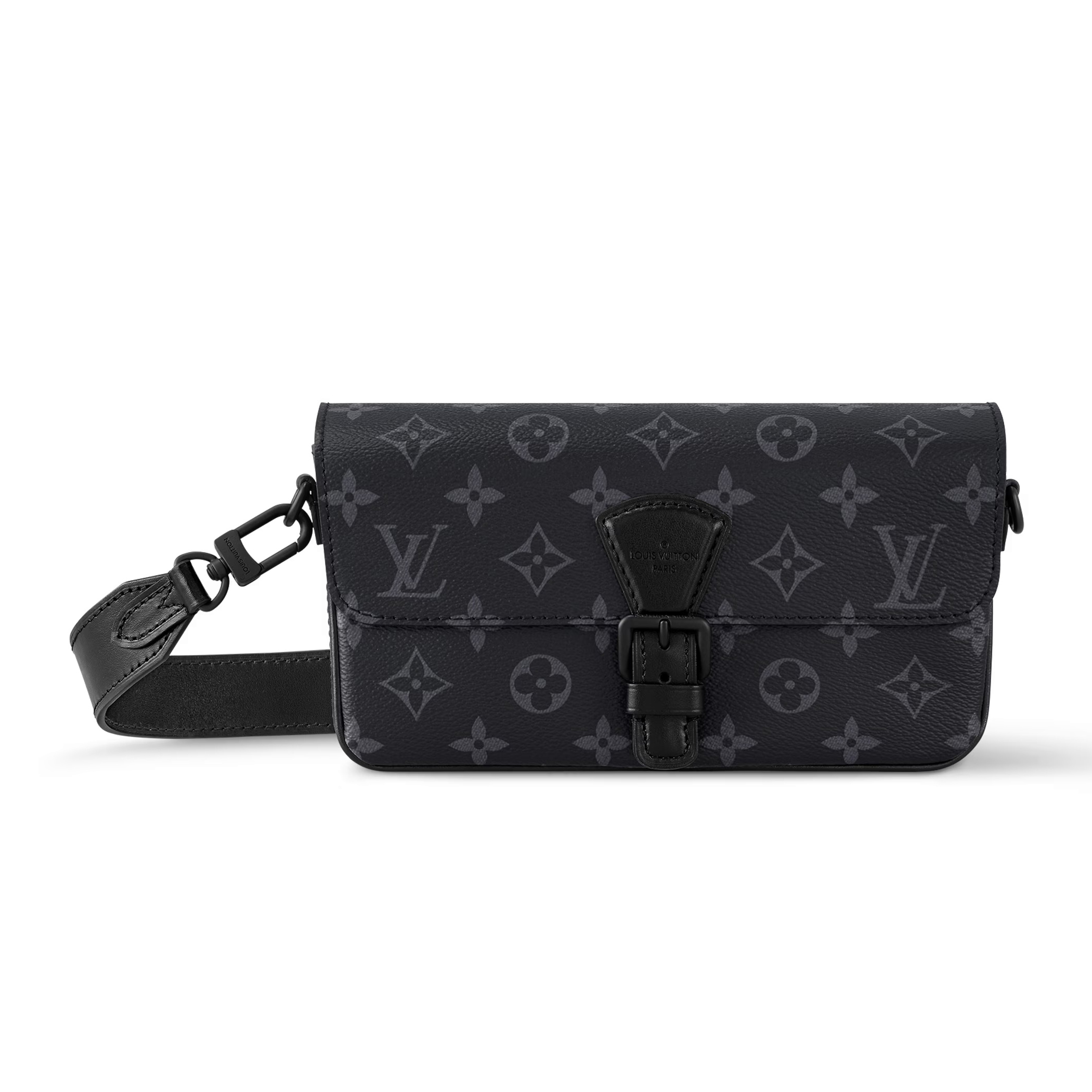 NIGO Louis Vuitton MONTSOURIS Men's Black Removable Adjustable Shoulder Strap Magnetic Closure Coated Canvas Leather Shoulder Crossbody Clutch Bag Bags #nigo72937