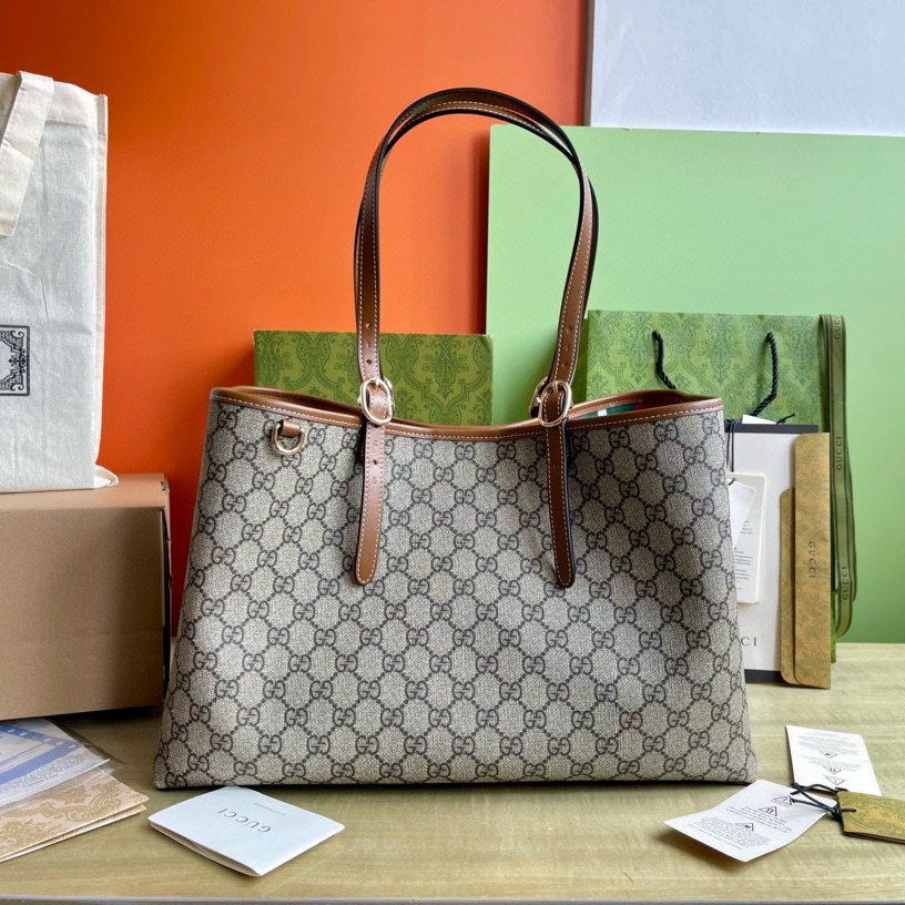 NIGO Gucci Women's Brown Monogrammed Printed Leather Quilted Canvas Shoulder Handbag Crossbody Bag Bags #nigo72931