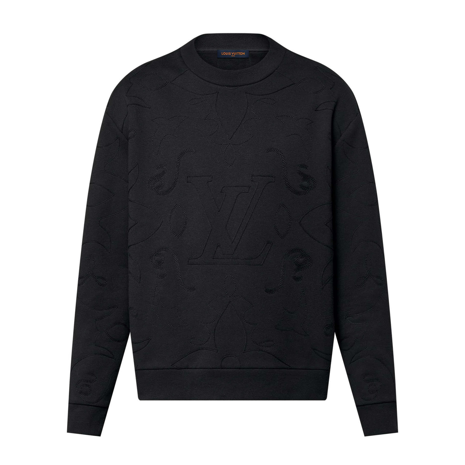 NIGO Louis Vuitton Men's Spring and Fall Black Embroidered Logo Printed Crew Neck Cotton Sweatshirt Pullover #nigo72949