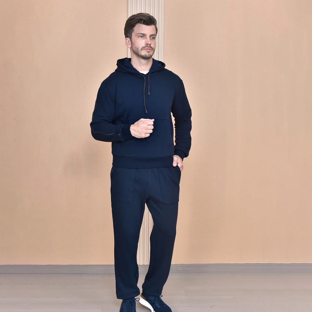NIGO Loro Piana Men's Autumn And Winter Solid Color Hooded Long Sleeve Sweatshirt Casual Lace-Up Pants Set Ngvp #nigo9216
