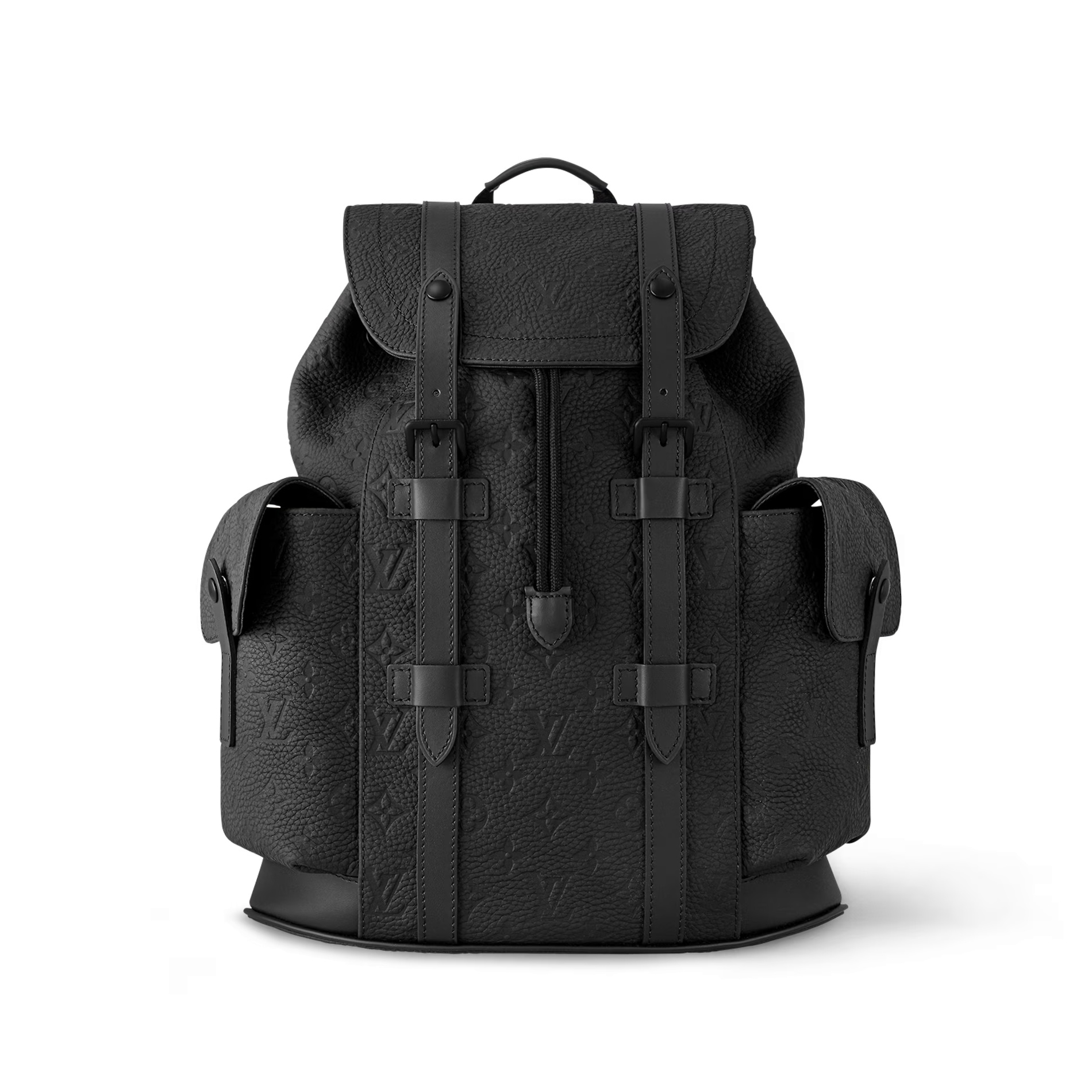 NIGO Louis Vuitton CHRISTOPHER Men's Black Dark Logo Printed Drawstring Flap Closure Cowhide Leather Backpack Shoulder Bag #nigo72947