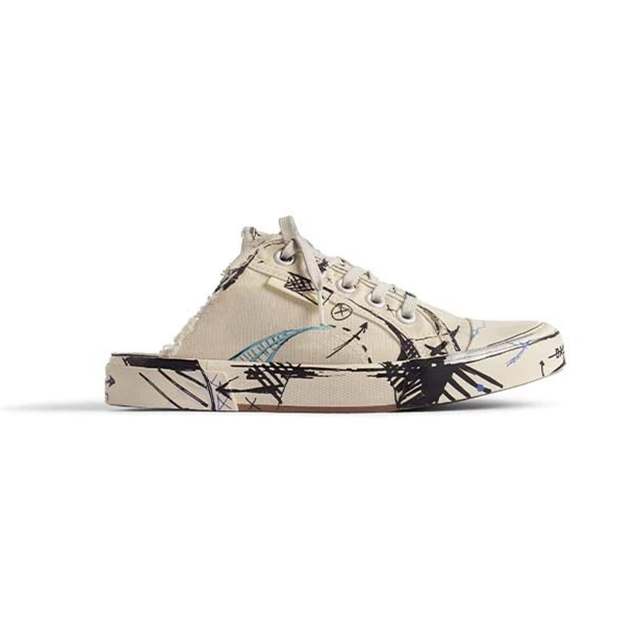 NIGO Balenciaga Paris Sketch Men's Women's Sneakers Round Toe Printed Lace Up Low Top Canvas Shoes Fashion Sandals Slippers #nigo71612