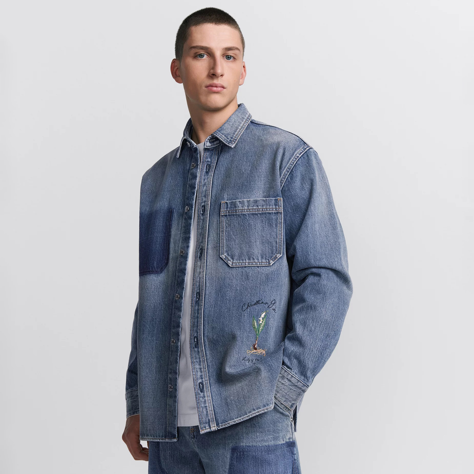 NIGO Dior Men's Spring And Fall Blue Denim Single Breasted Long Sleeved Jacket #nigo72955