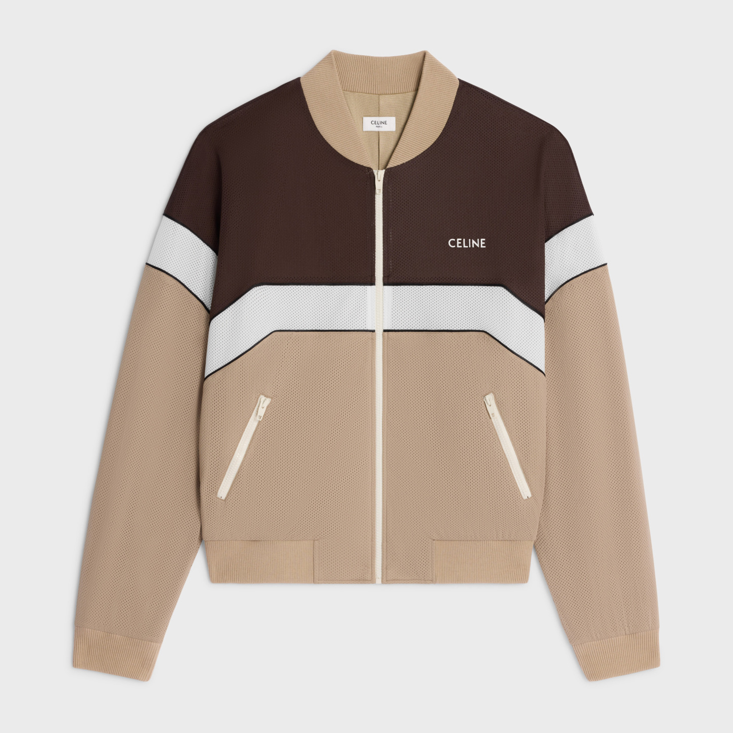 NIGO Celine Men's Spring and Autumn Clashing Hollow Mesh Plain Knit Sports Zipper Long Sleeve Jacket #nigo72944