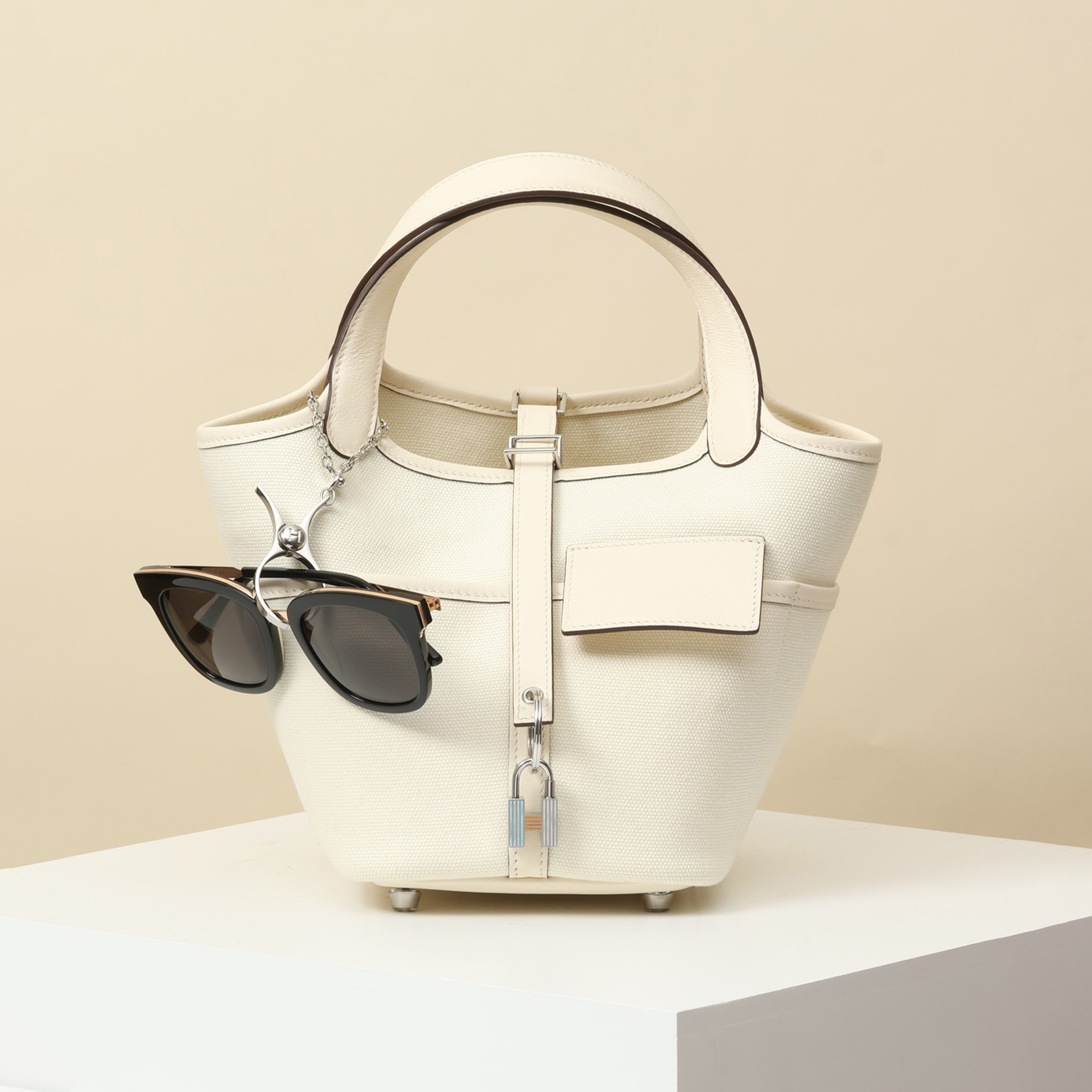 NIGO Hermes Picotin Cargo 18 Women's Bag Canvas Patchwork Leather Vegetable Basket Patchwork Leather Handbag Bags With Accessory Ngvp #nigo9229