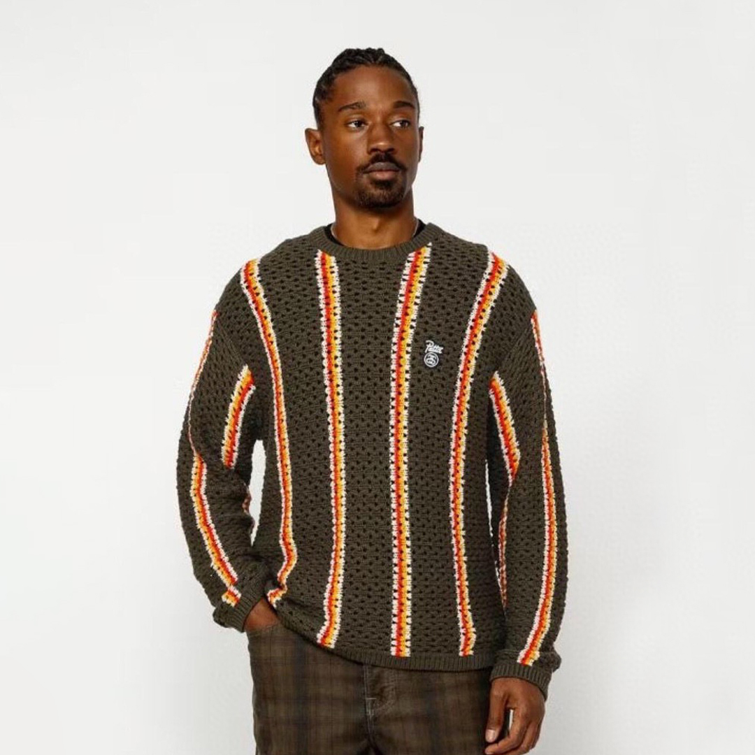 NIGO Stussy x Patta Men's Women's Spring, Autumn And Winter Logo Embroidery Stripes Colorblocking Hollow Knit Long Sleeve Round Neck Loose Sweater Ngvp #nigo9219