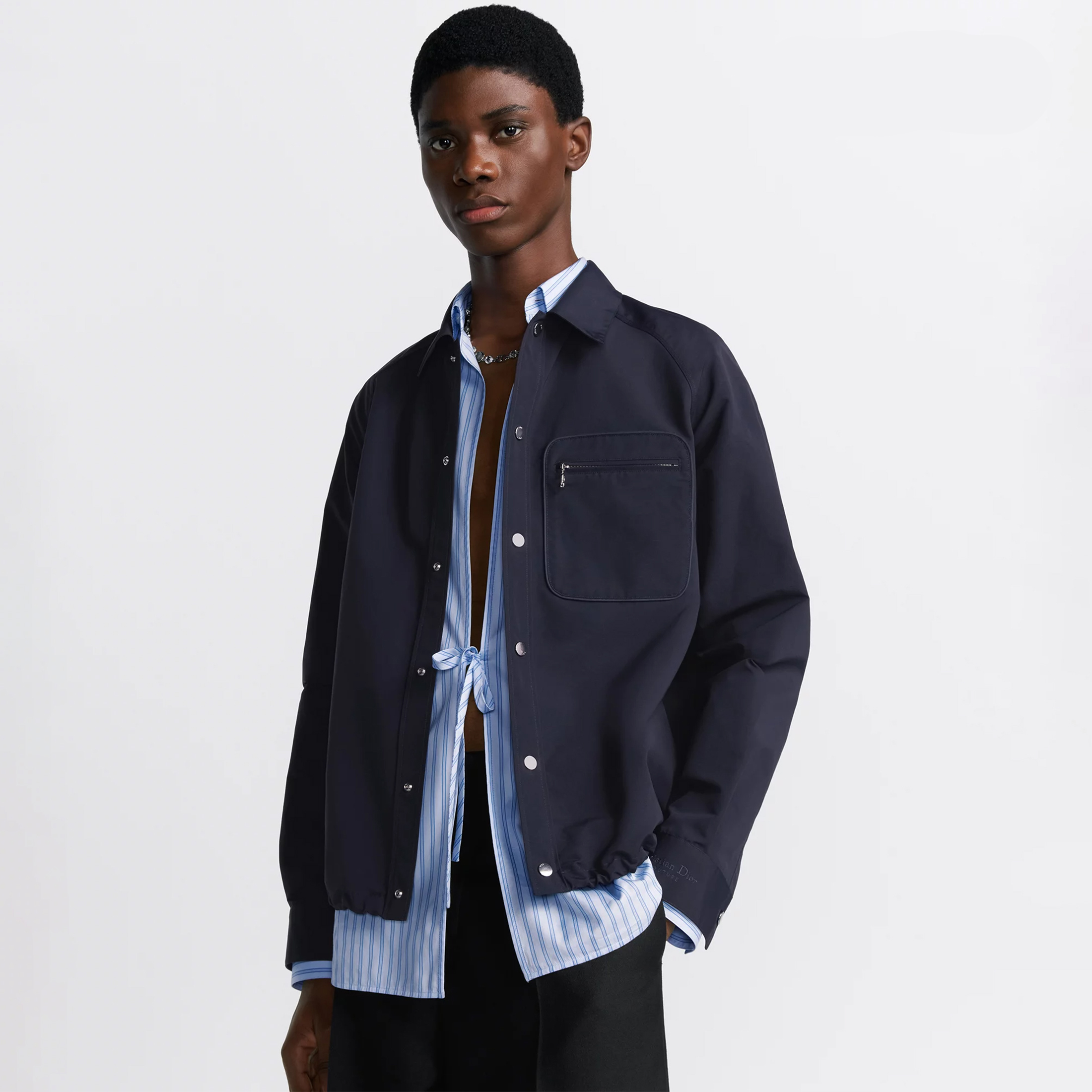 NIGO Dior Men's Shirt Blue Cotton Single Breasted Lapel Long Sleeve Shirt Fashion Pocket Casual Solid Color Shirt Ngvp #nigo9233