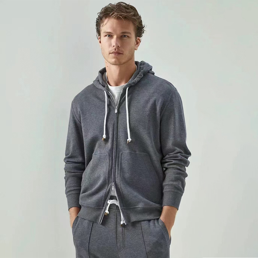 NIGO Brunello Cucinelli Men's Spring And Autumn Drawstring Hooded Solid Color Zipper Sweatshirt Jacket Casual Lace-up Straight Pants Ngvp #nigo9263