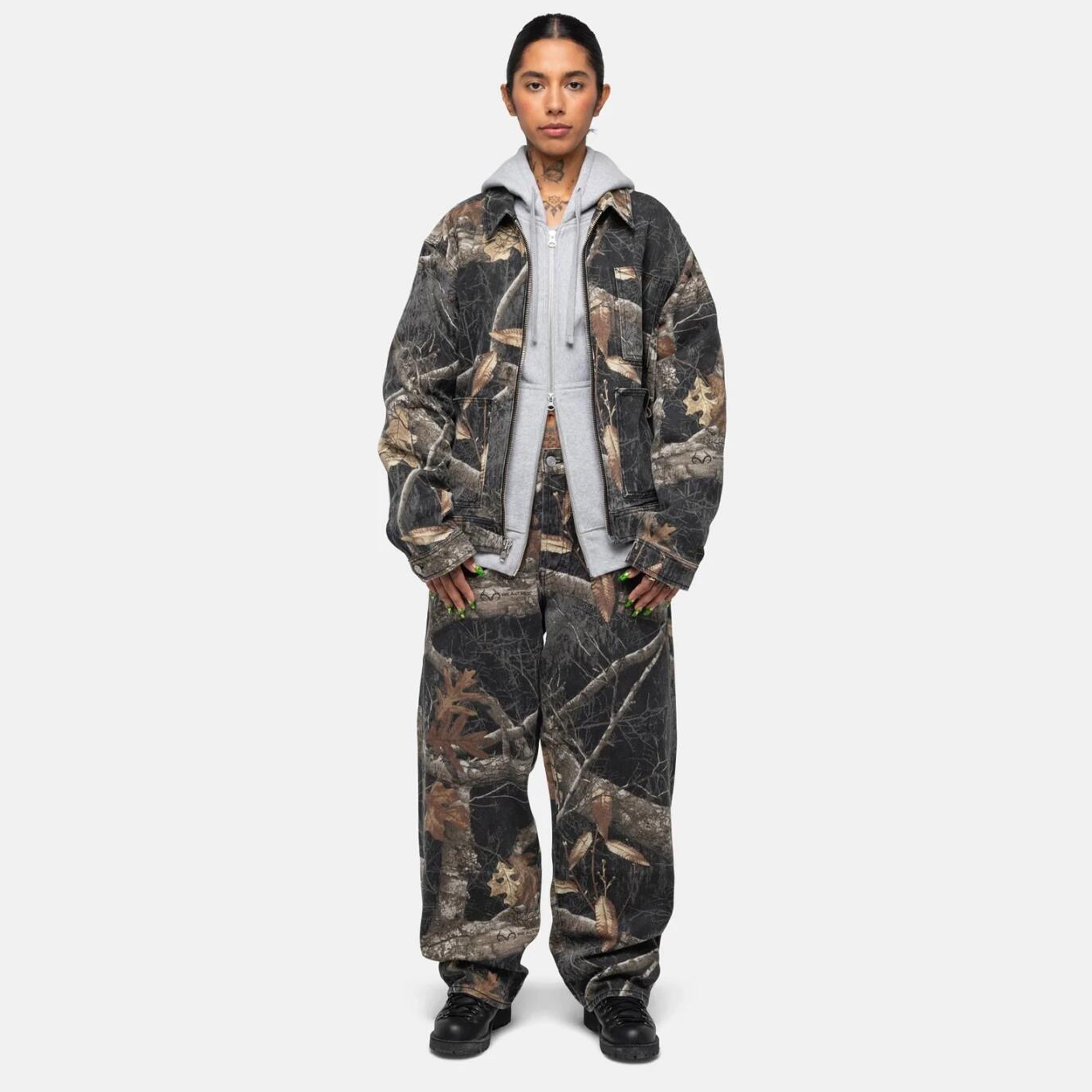 NIGO Stussy Maple Leaf Branches Full Print Straight Leg Denim Work Pants Fashion Casual Colorblocked Straight Leg Pants Ngvp #nigo9234