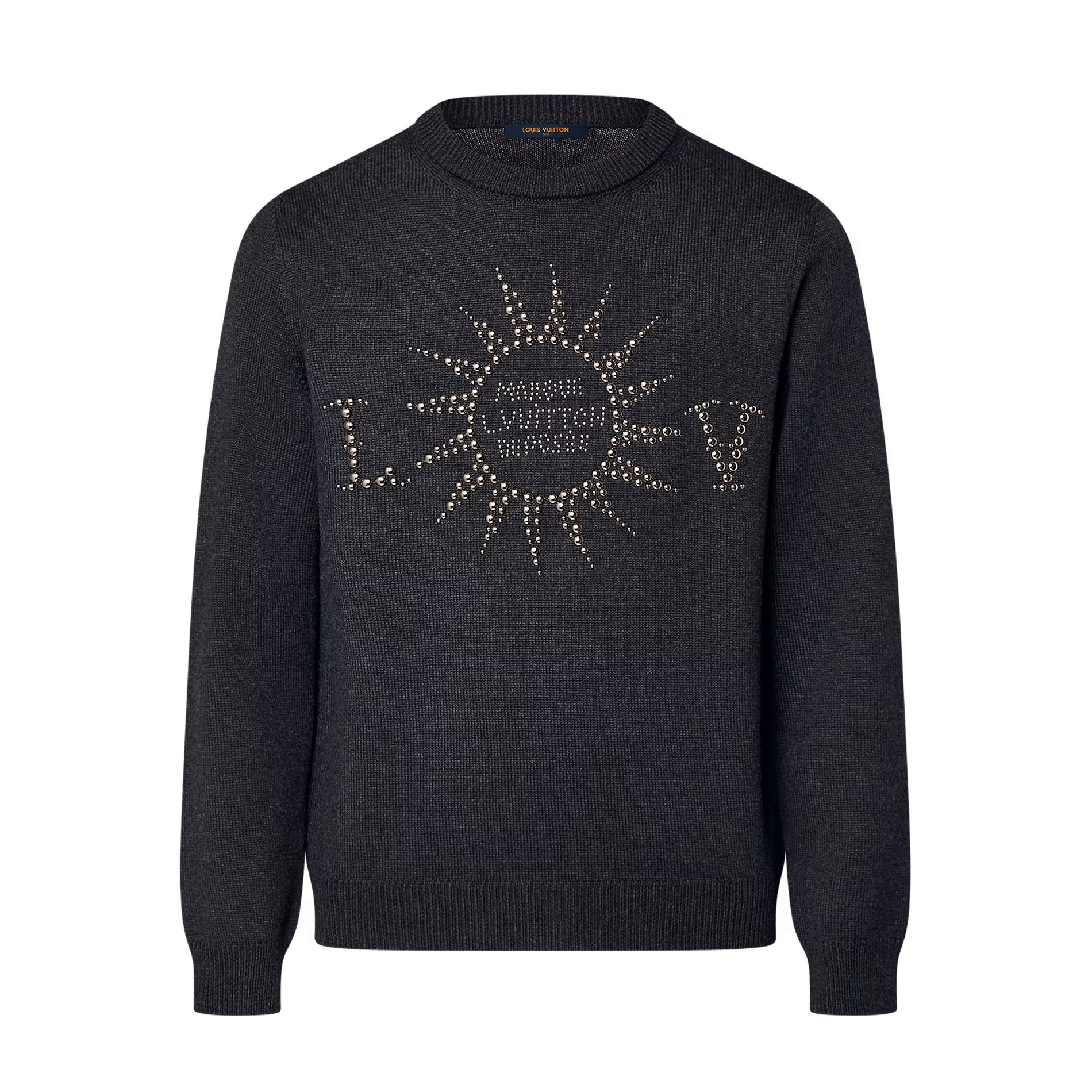 NIGO Louis Vuitton Men's Spring and Autumn Black Beaded Logo Geometric Print Round Neck Long Sleeve Sweater Pullover #nigo72971