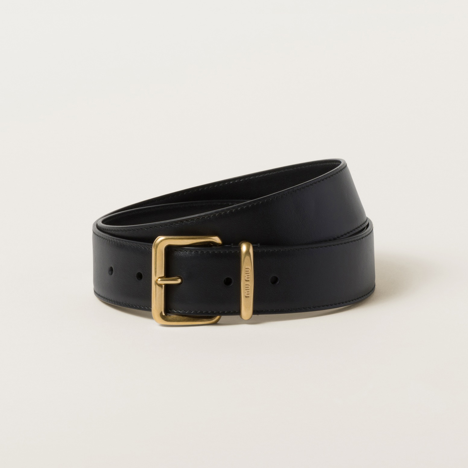 NIGO MiuMiu Women's Solid Colour Cowhide Logo Belt with Metal Buckle #nigo97594