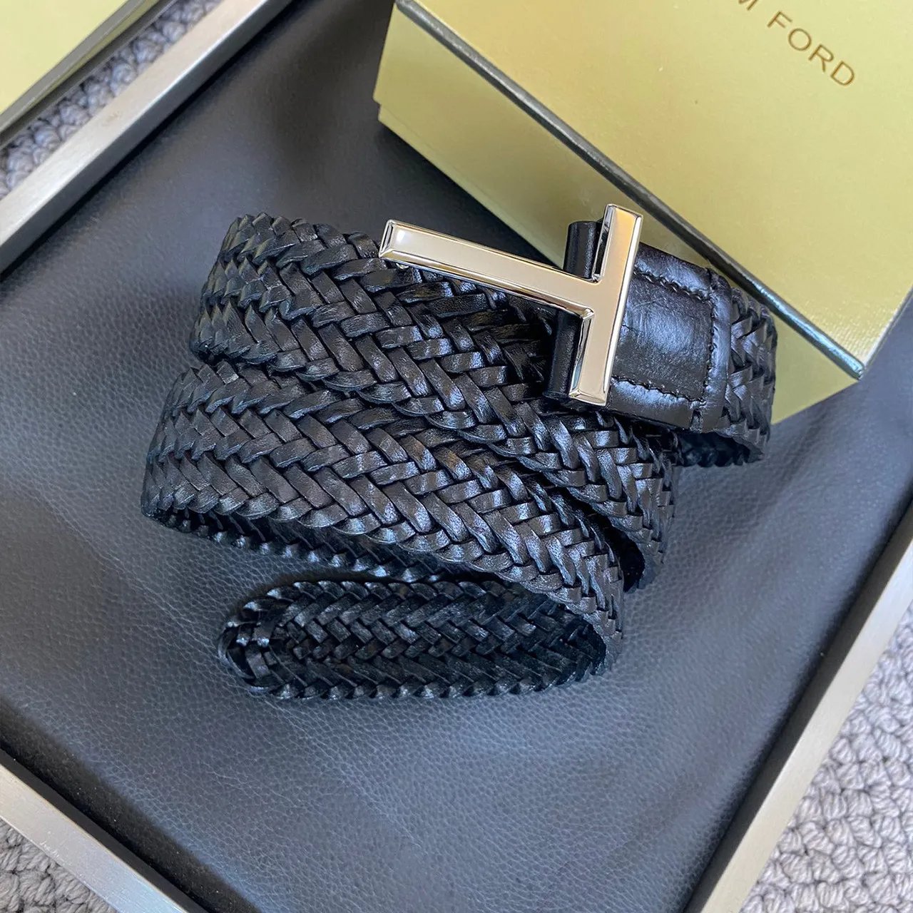 NIGO Tom Ford Men's Simple Braided Belt Width 4cm Ngvp #nigo6214