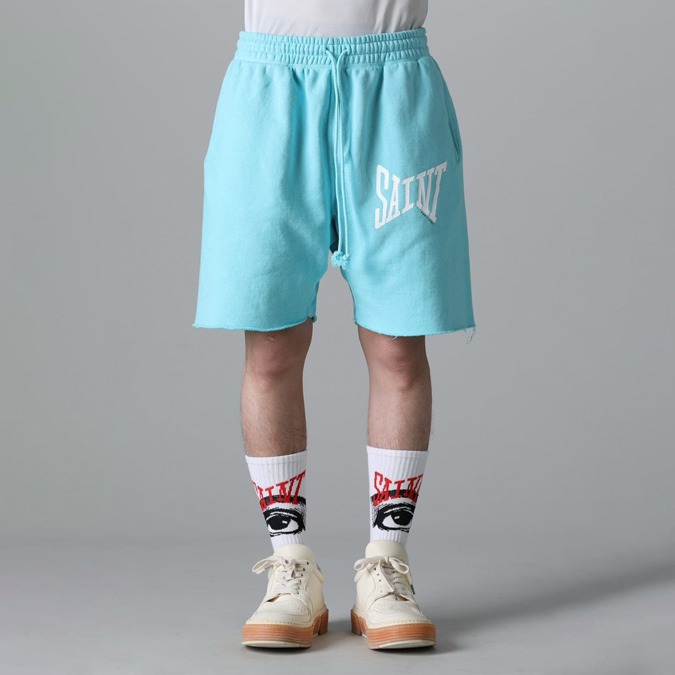 NIGO Saint Michael Men's And Women's Retro Color Blocked Fashionable High Street Trendy Casual Elastic Waist Drawstring Shorts Ngvp #nigo9239