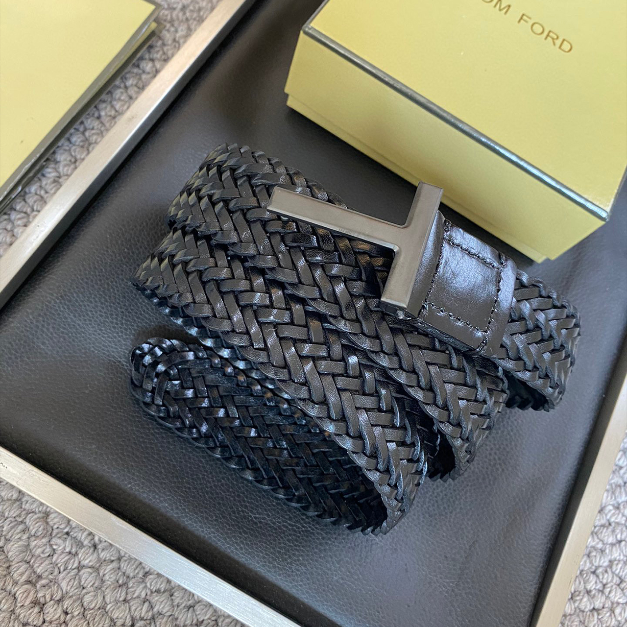 NIGO Tom Ford Men's Simple Braided Belt Width 4cm Ngvp #nigo6214