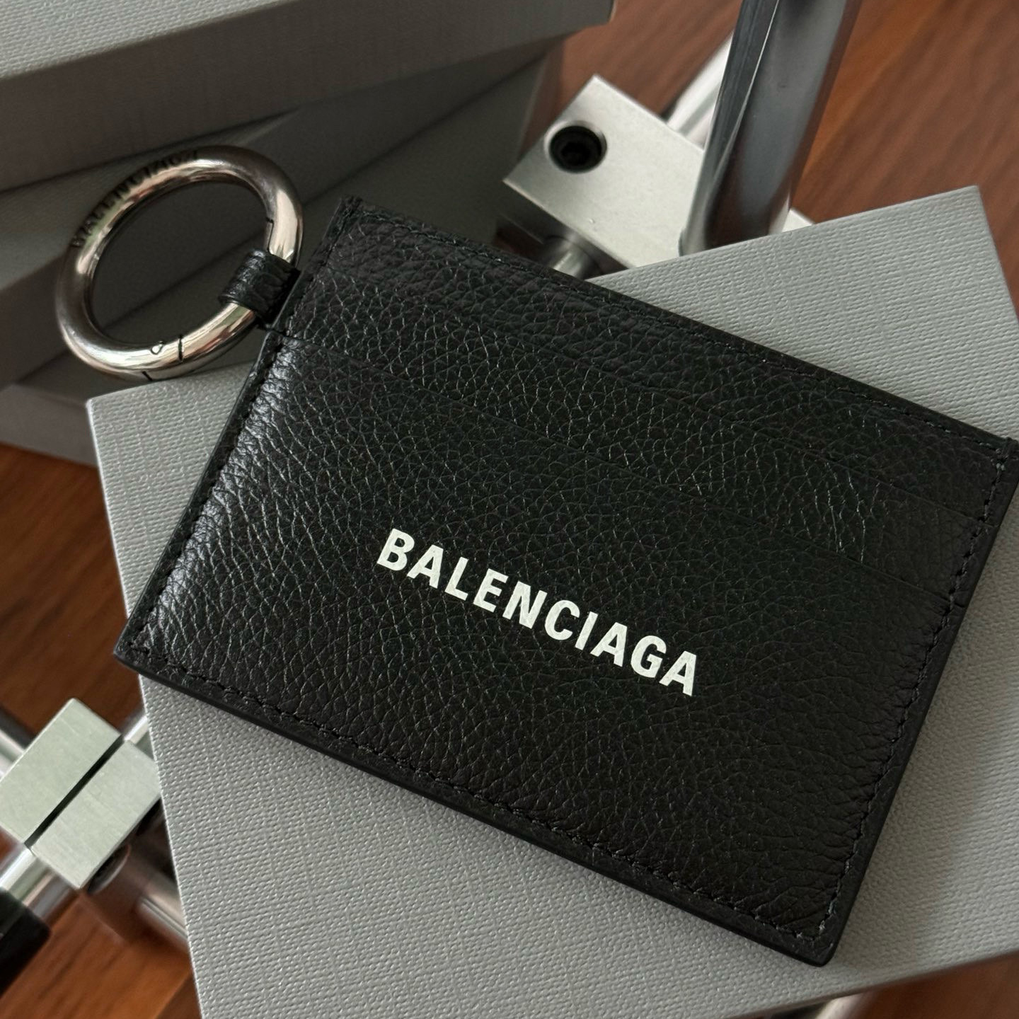 NIGO Balenciaga Men's Black Leather Keychain Card Case Bag #nigo72984