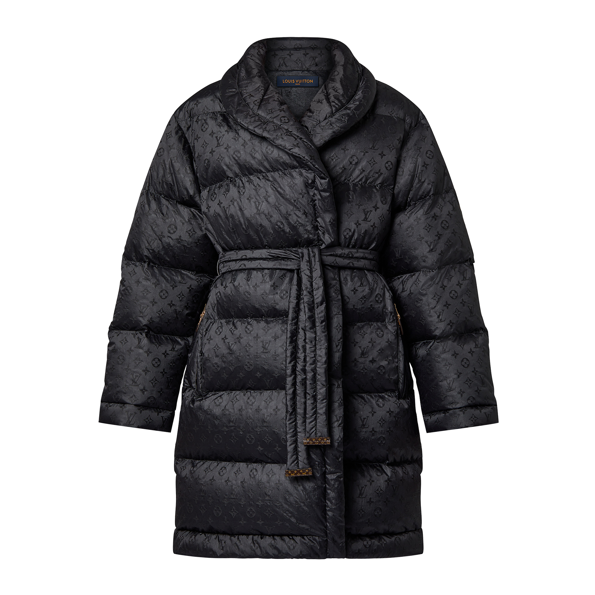 NIGO Louis Vuitton Women's Winter Letter Printed Split Collar Belt Puffer Down Pants Coat Jacket #nigo72981