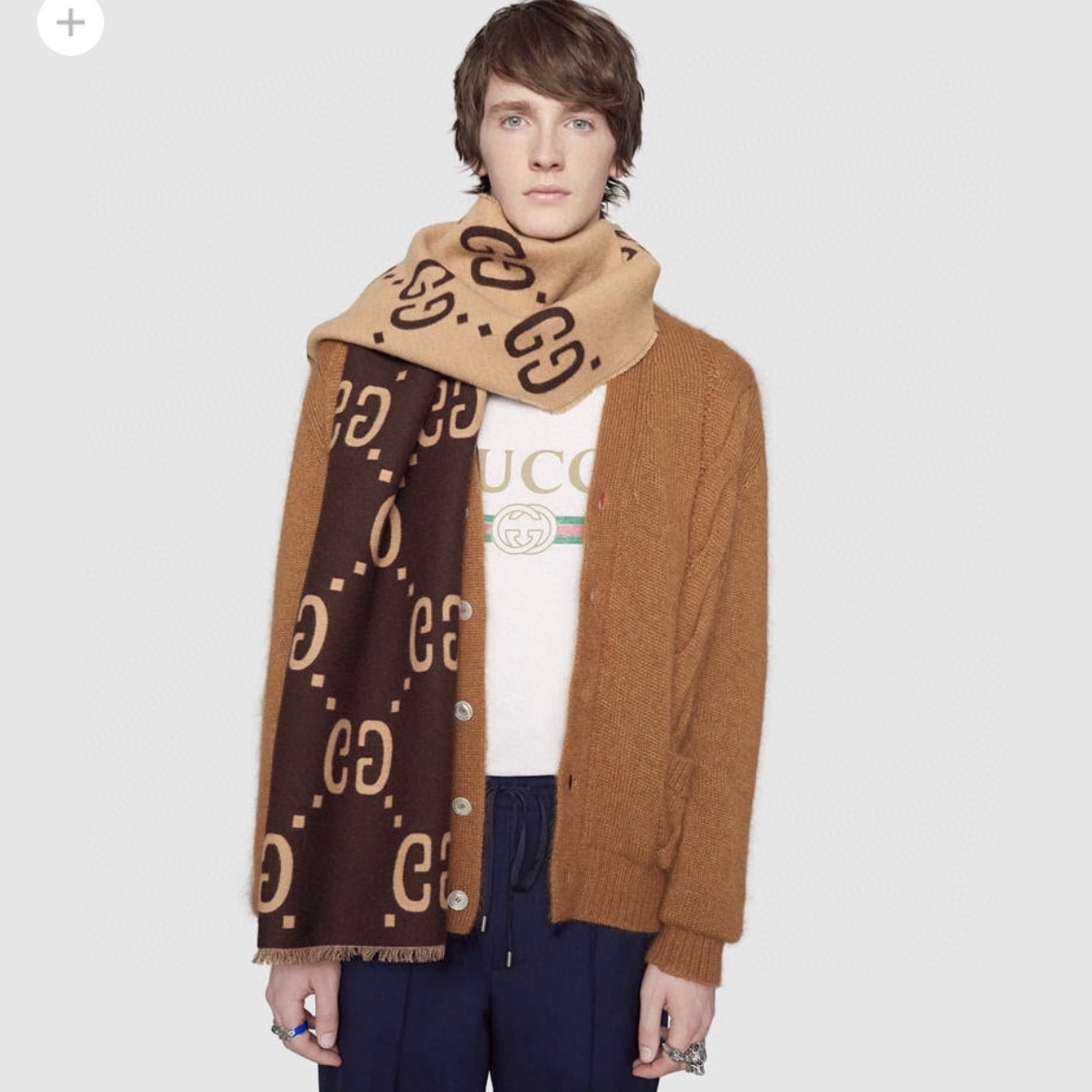 NIGO Gucci Men's and Women's GG Wool Blend Fringe Scarf #nigo72983