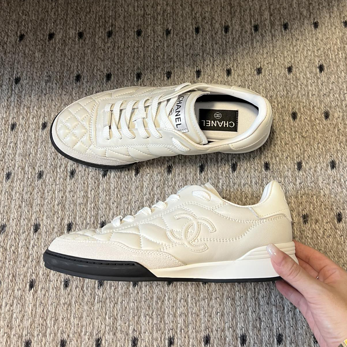 NIGO Chanel Women's Solid Color Flat Round Toe Lace Up Low Top Casual Sneakers Shoes #nigo72975