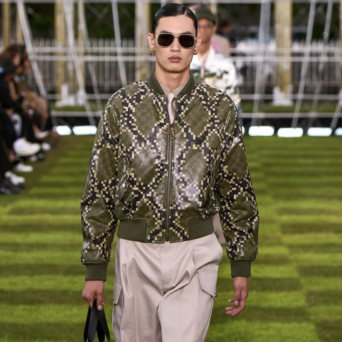 NIGO Louis Vuitton Men's Autumn And Winter Solid Color Embossed Baseball Collar Sheepskin Long Sleeve Jacket Ngvp #nigo9271