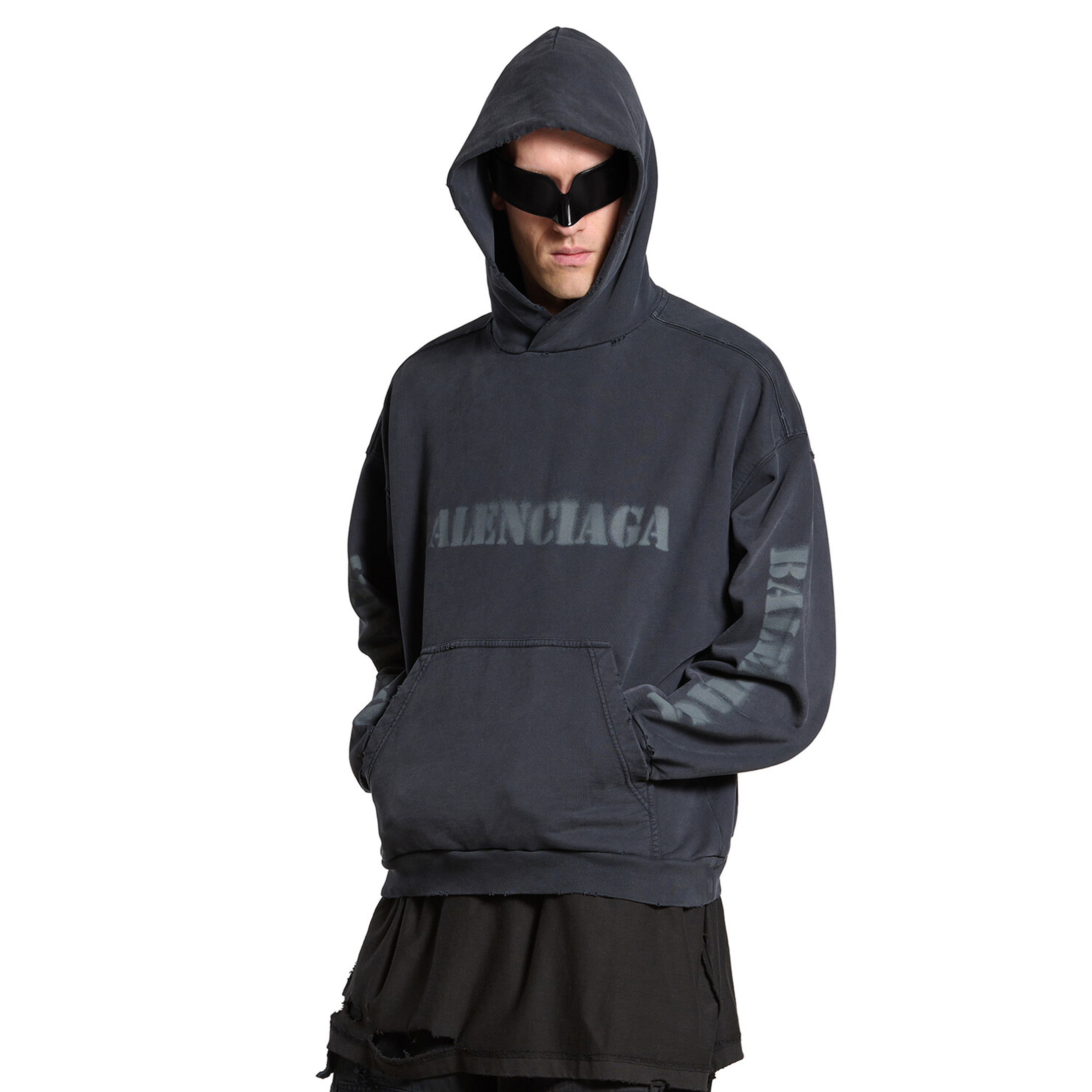 NIGO Balenciaga STENCIL TYPE HOODIE Men's Women's Spring & Fall Medium Fit Hooded Sweatshirt Kangaroo Pocket Print Fashion High Street Retro Trend Pullover Hoodie #nigo71614